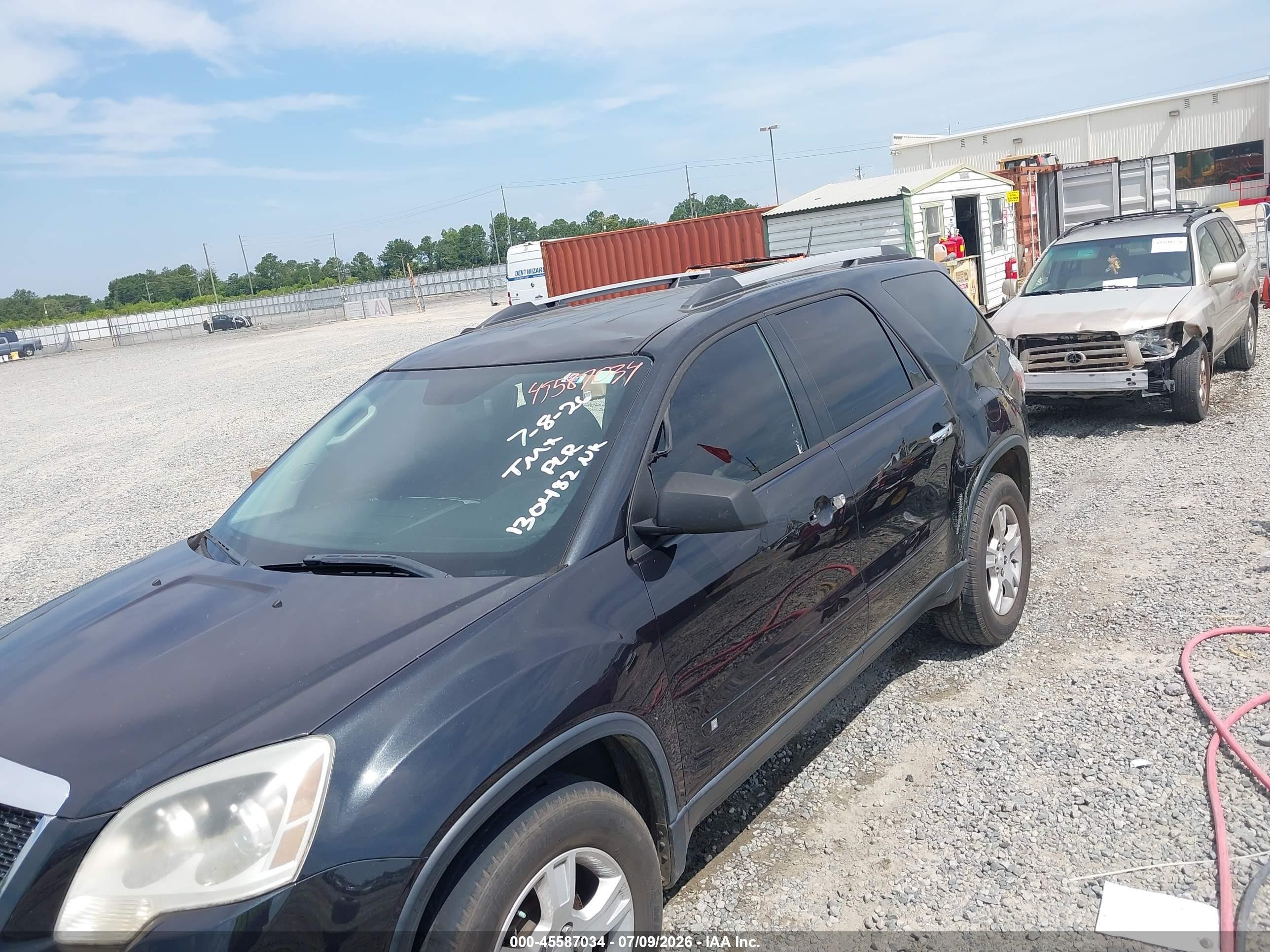 2010 Gmc Acadia Sle Black vin: 1GKLRLED1AJ130482
