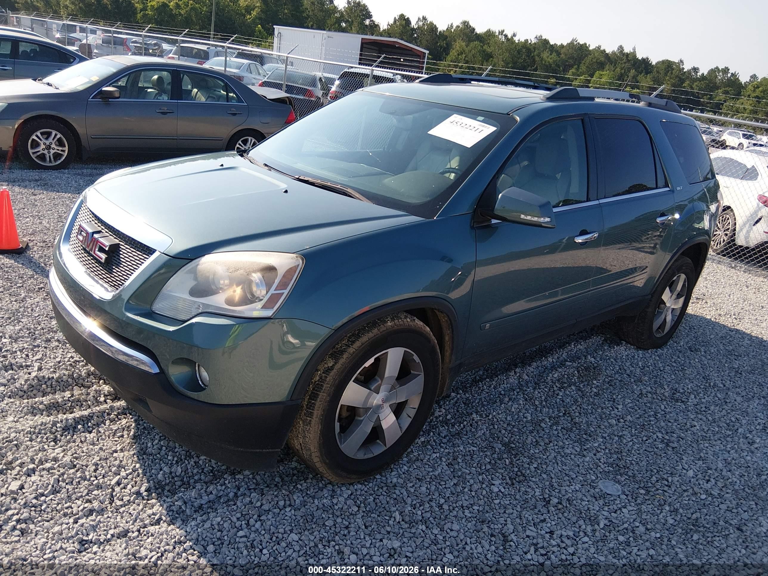 2010 Gmc Acadia Slt-1 Green vin: 1GKLRMED0AJ117602