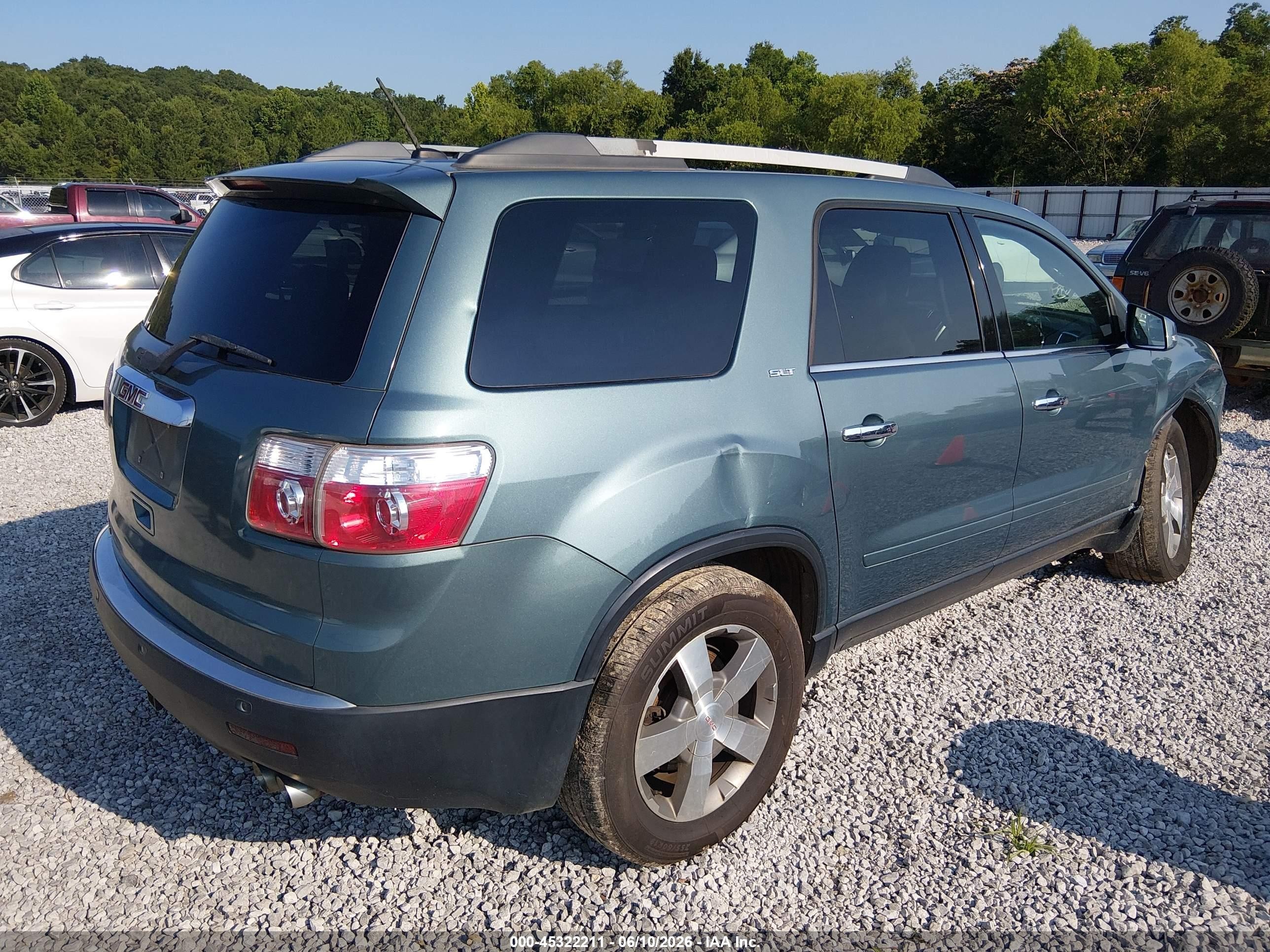 2010 Gmc Acadia Slt-1 Green vin: 1GKLRMED0AJ117602