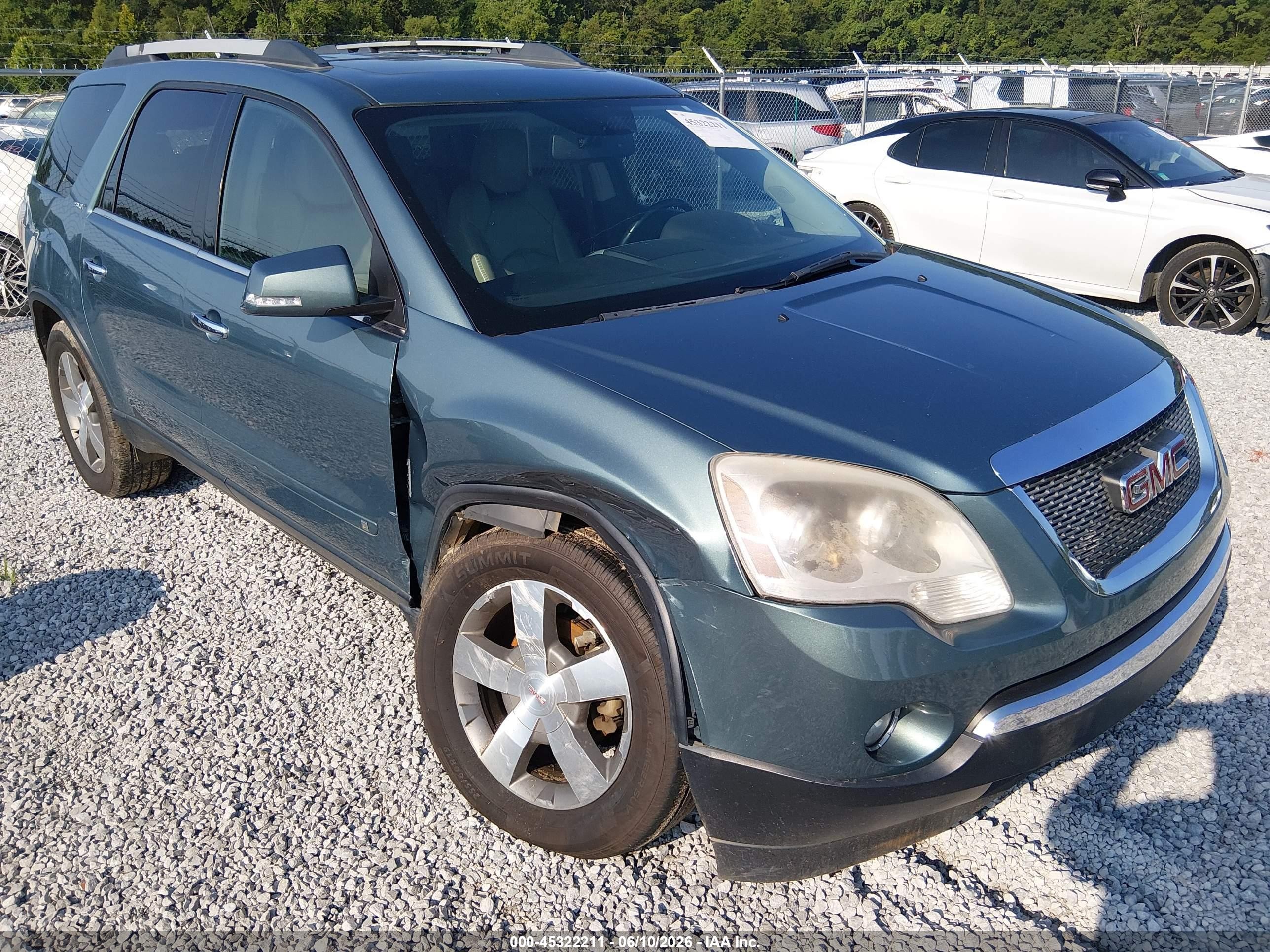 2010 Gmc Acadia Slt-1 Green vin: 1GKLRMED0AJ117602