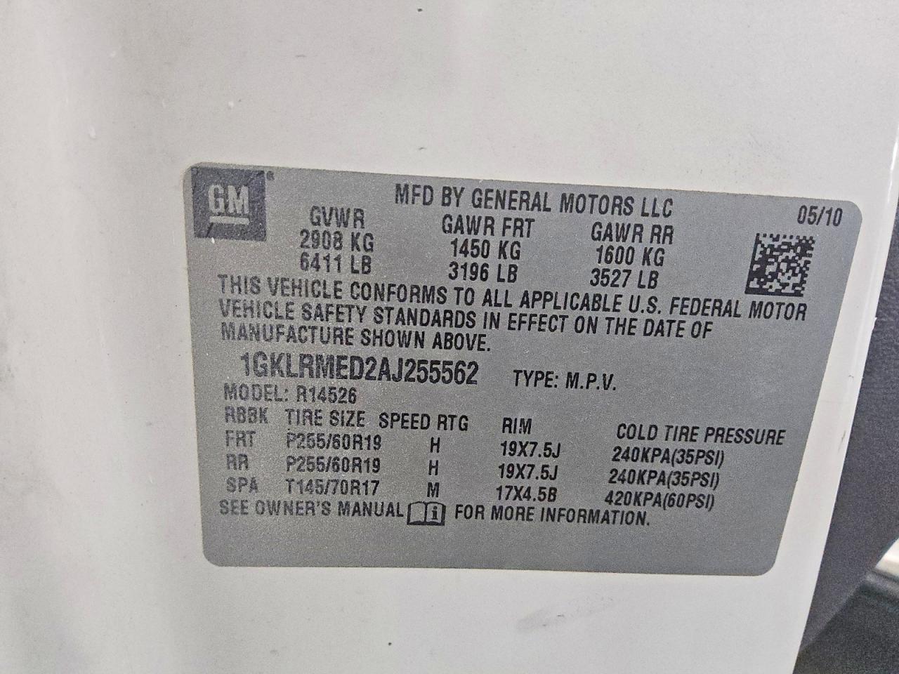 2010 Gmc Acadia Slt-1 White vin: 1GKLRMED2AJ255562