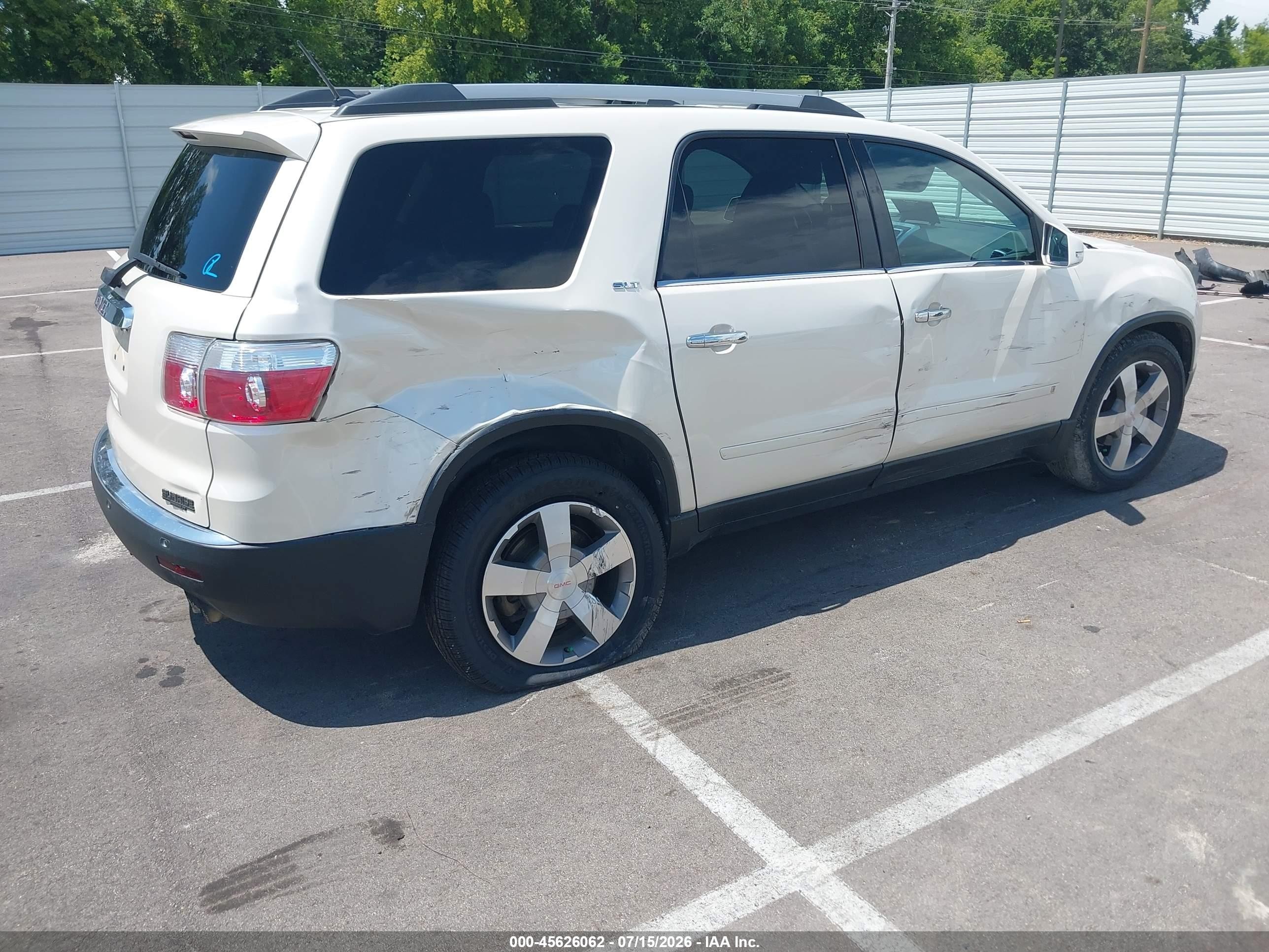 2010 Gmc Acadia Slt-1 White vin: 1GKLRMED5AJ123167