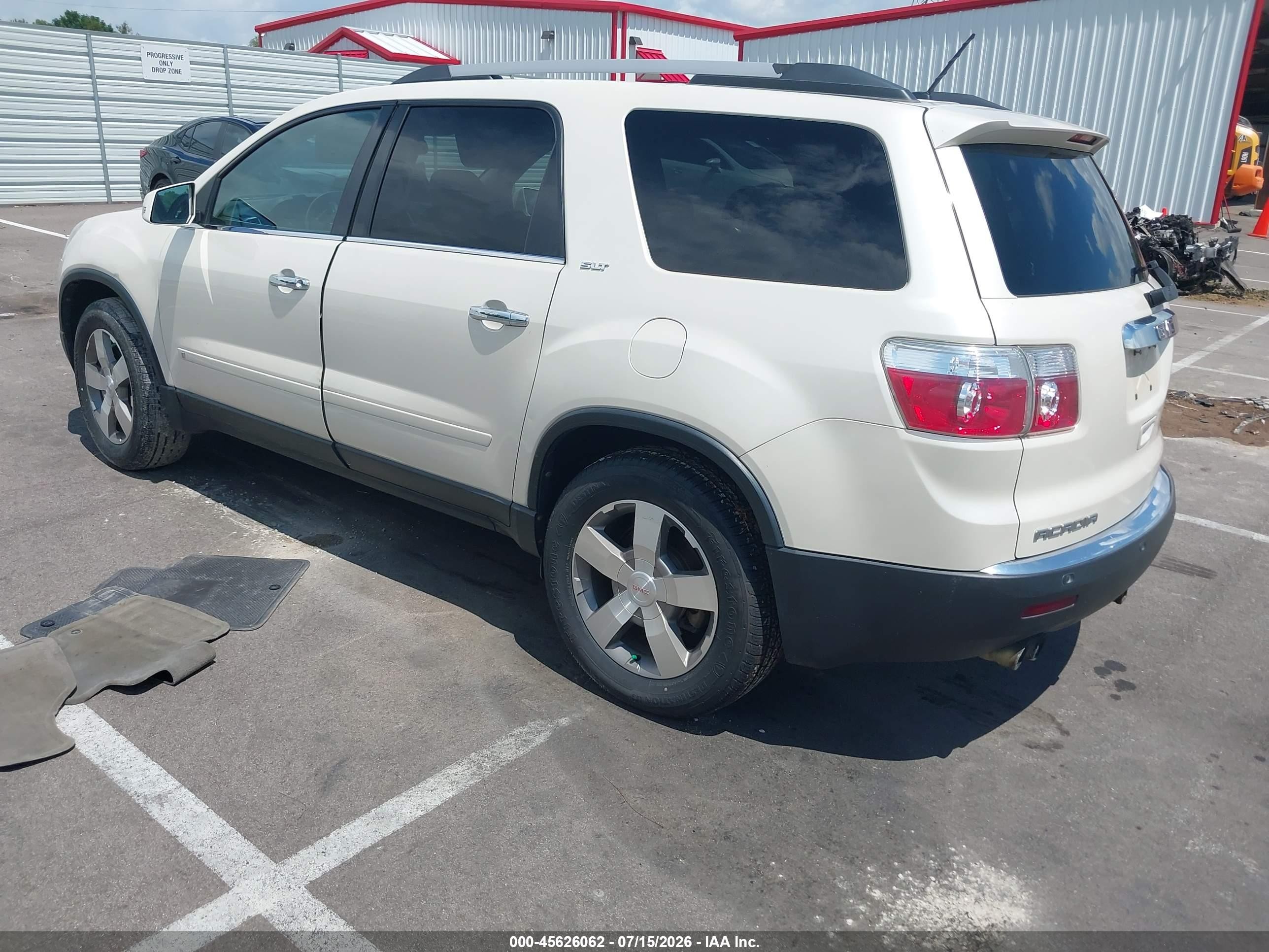 2010 Gmc Acadia Slt-1 White vin: 1GKLRMED5AJ123167