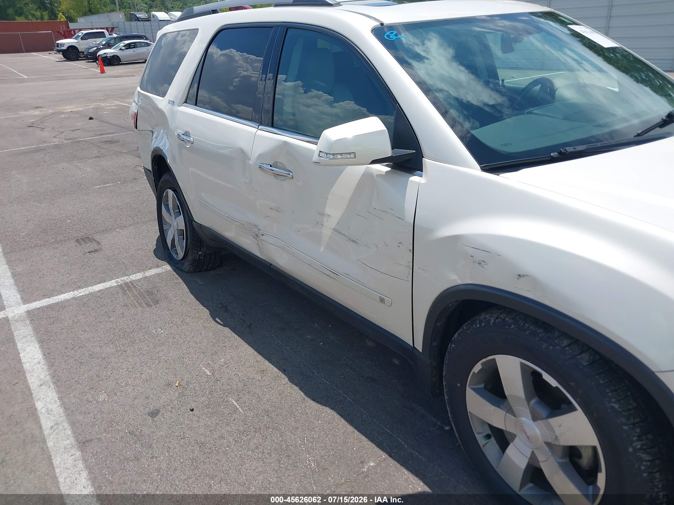 2010 Gmc Acadia Slt-1 White vin: 1GKLRMED5AJ123167