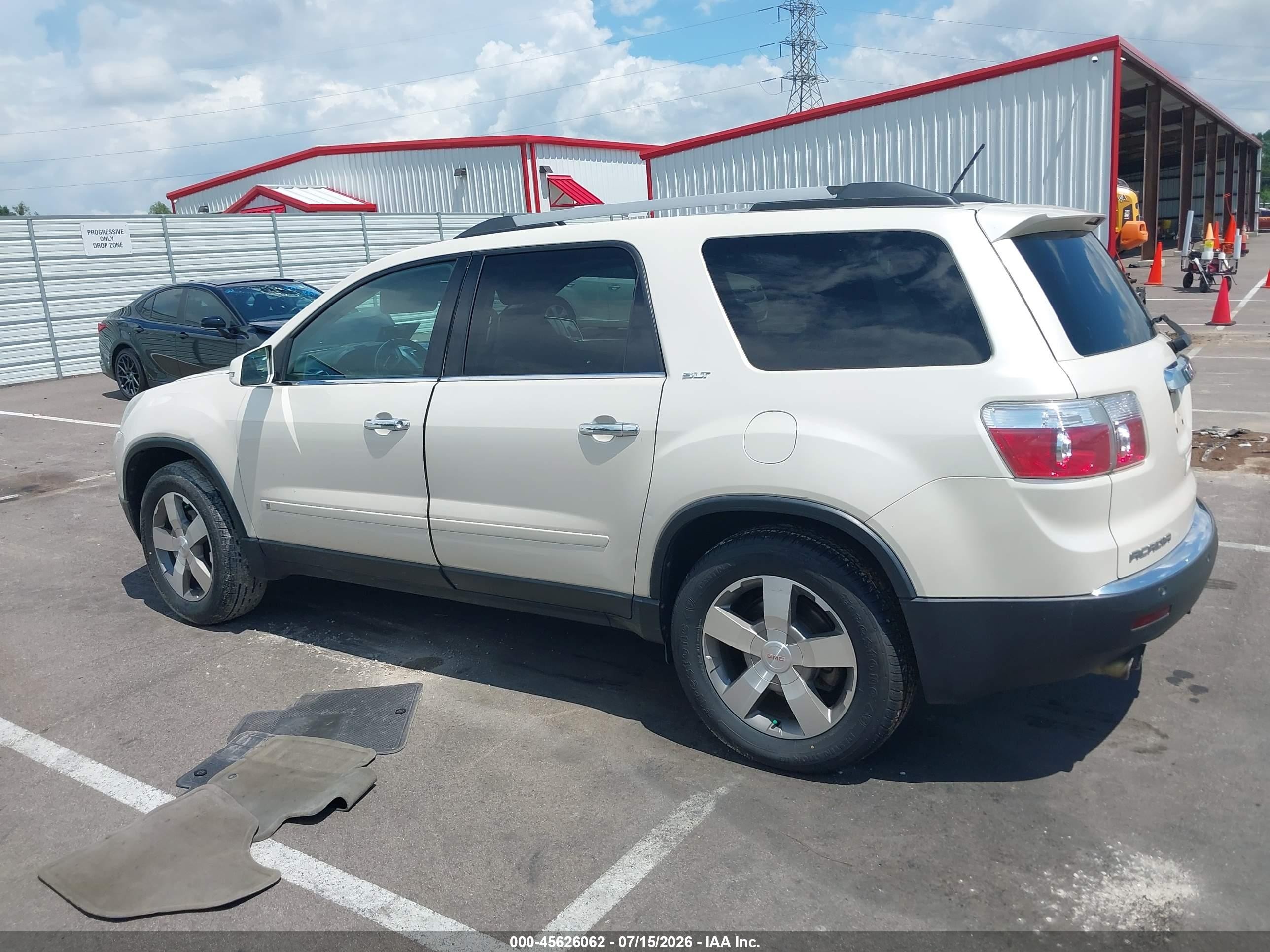 2010 Gmc Acadia Slt-1 White vin: 1GKLRMED5AJ123167