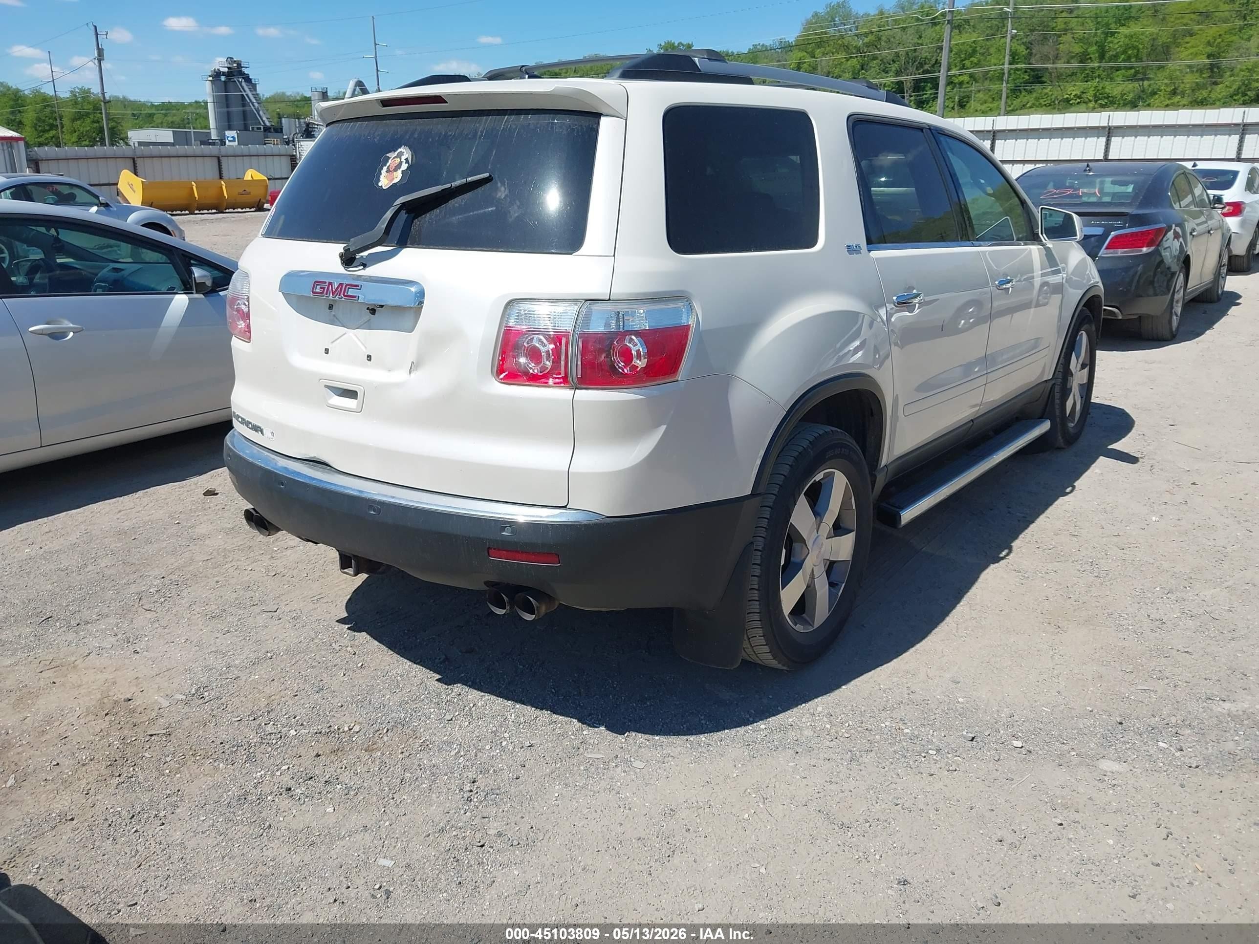 2010 Gmc Acadia Slt-1 White vin: 1GKLRMED7AJ257551