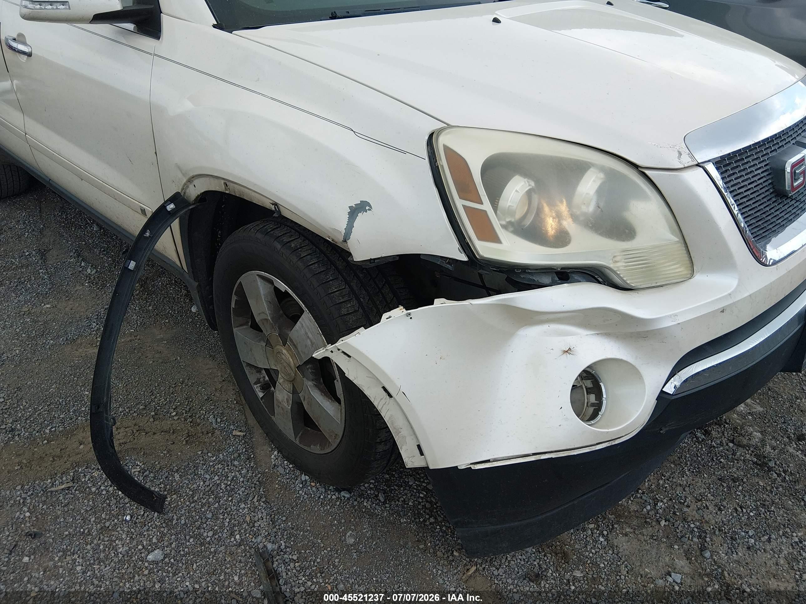 2010 Gmc Acadia Slt-1 White vin: 1GKLVMED1AJ130452