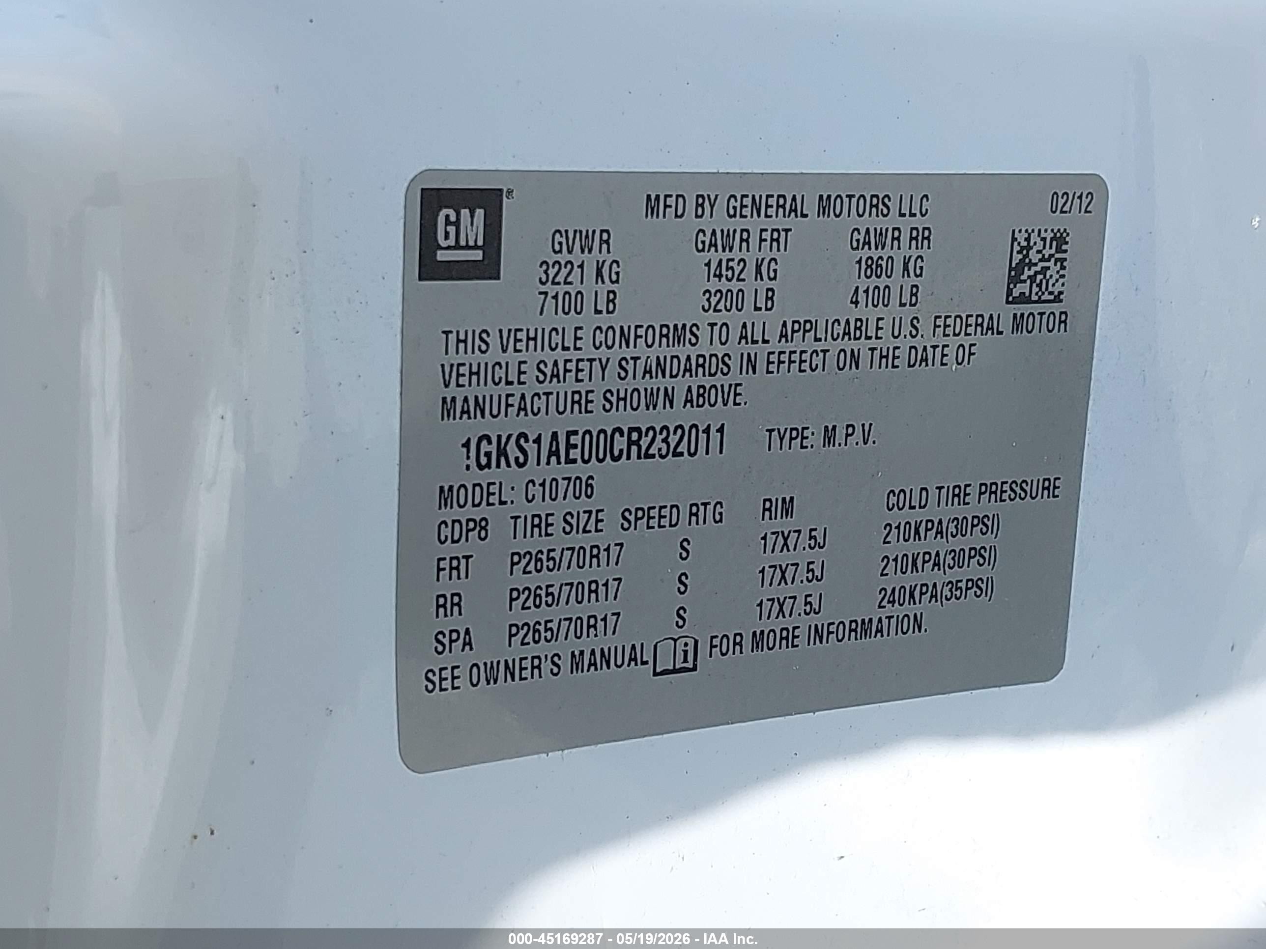 2012 Gmc Yukon Sle White vin: 1GKS1AE00CR232011