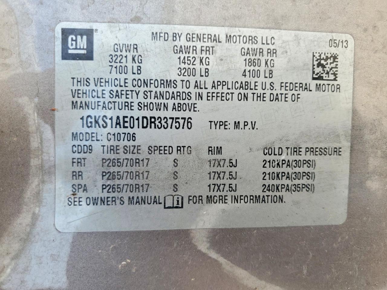 2013 Gmc Yukon Sle Gray vin: 1GKS1AE01DR337576