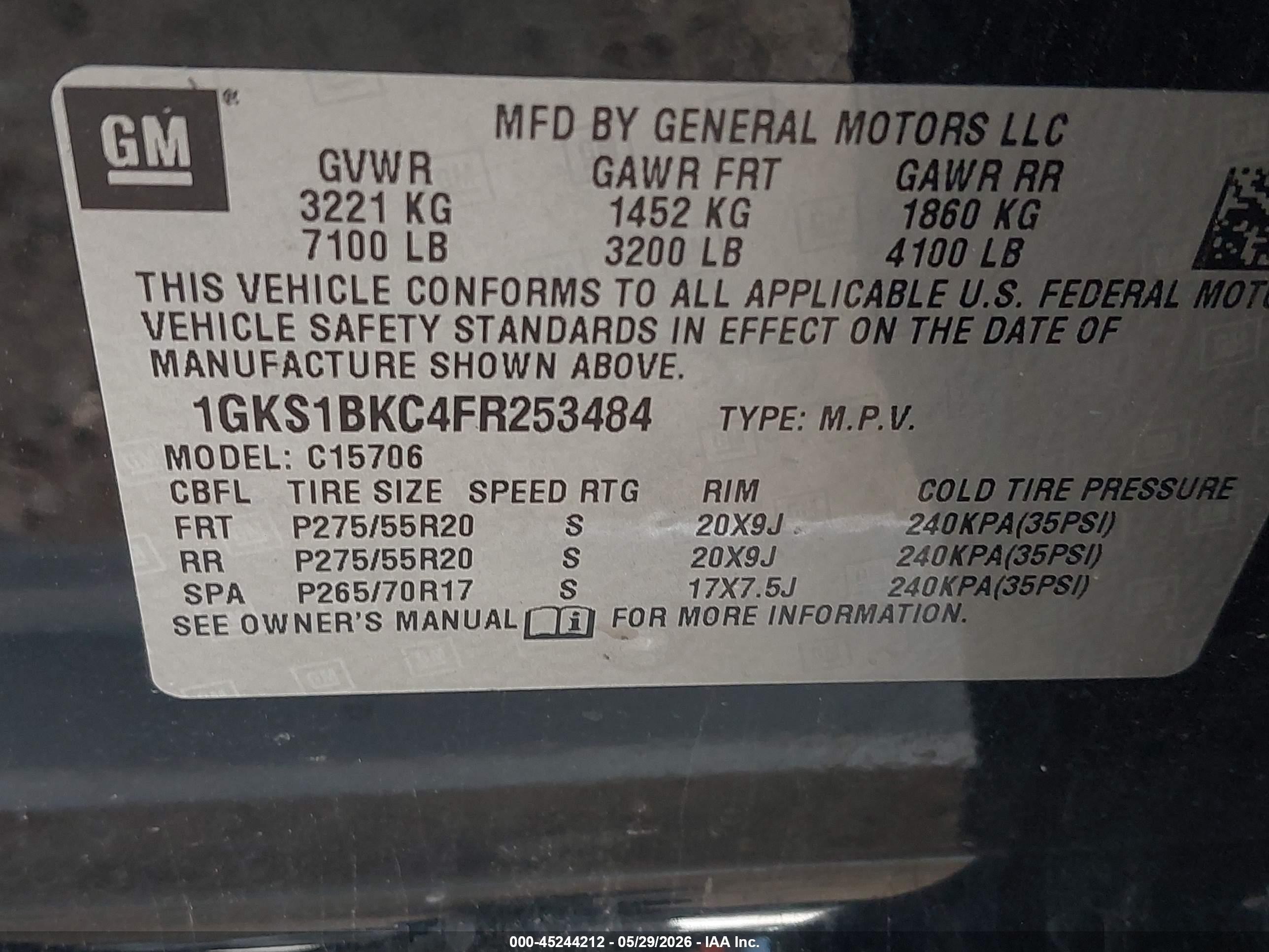 2015 Gmc Yukon Slt Black vin: 1GKS1BKC4FR253484