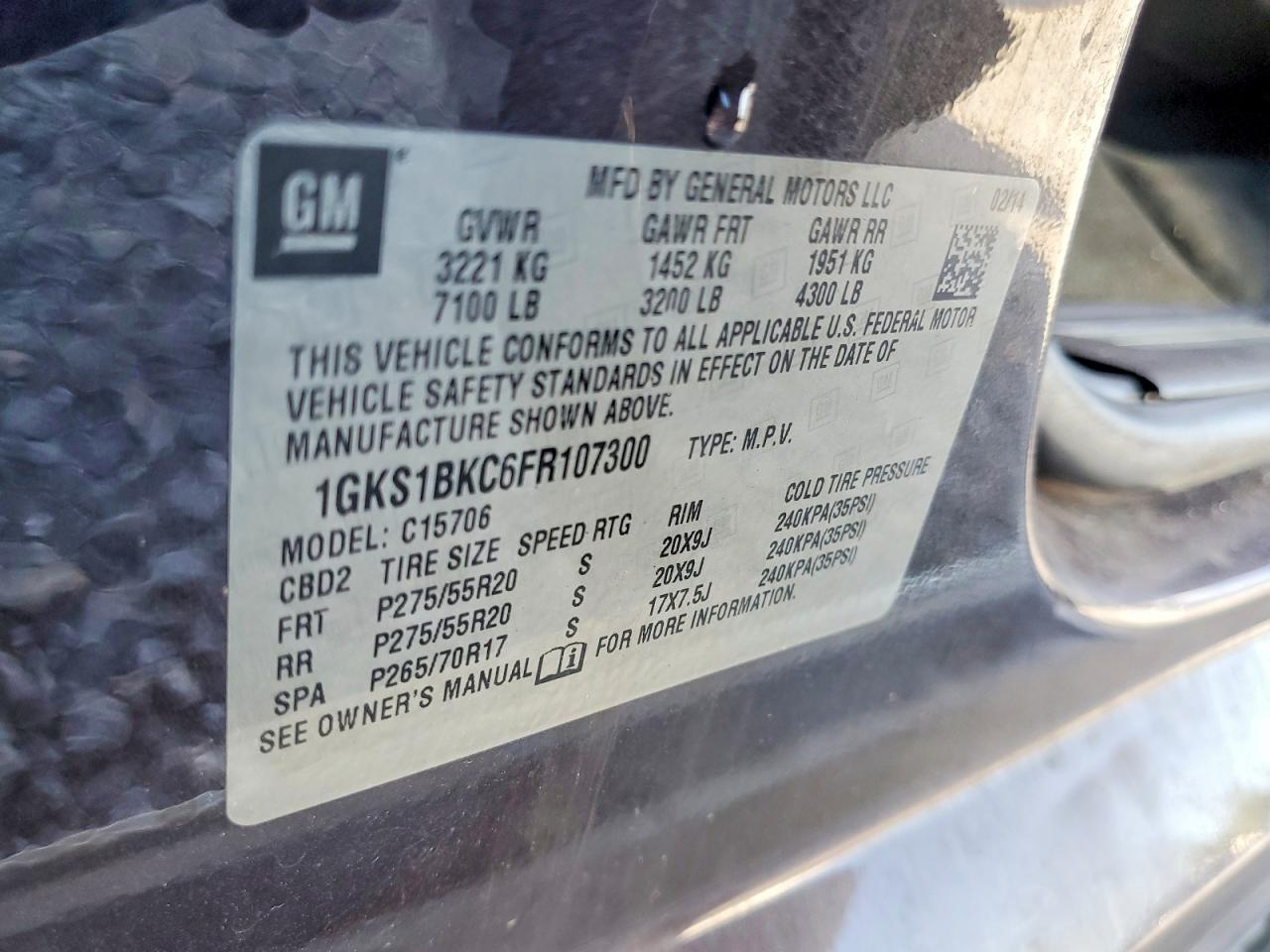 2015 Gmc Yukon Slt Фиолетовый vin: 1GKS1BKC6FR107300