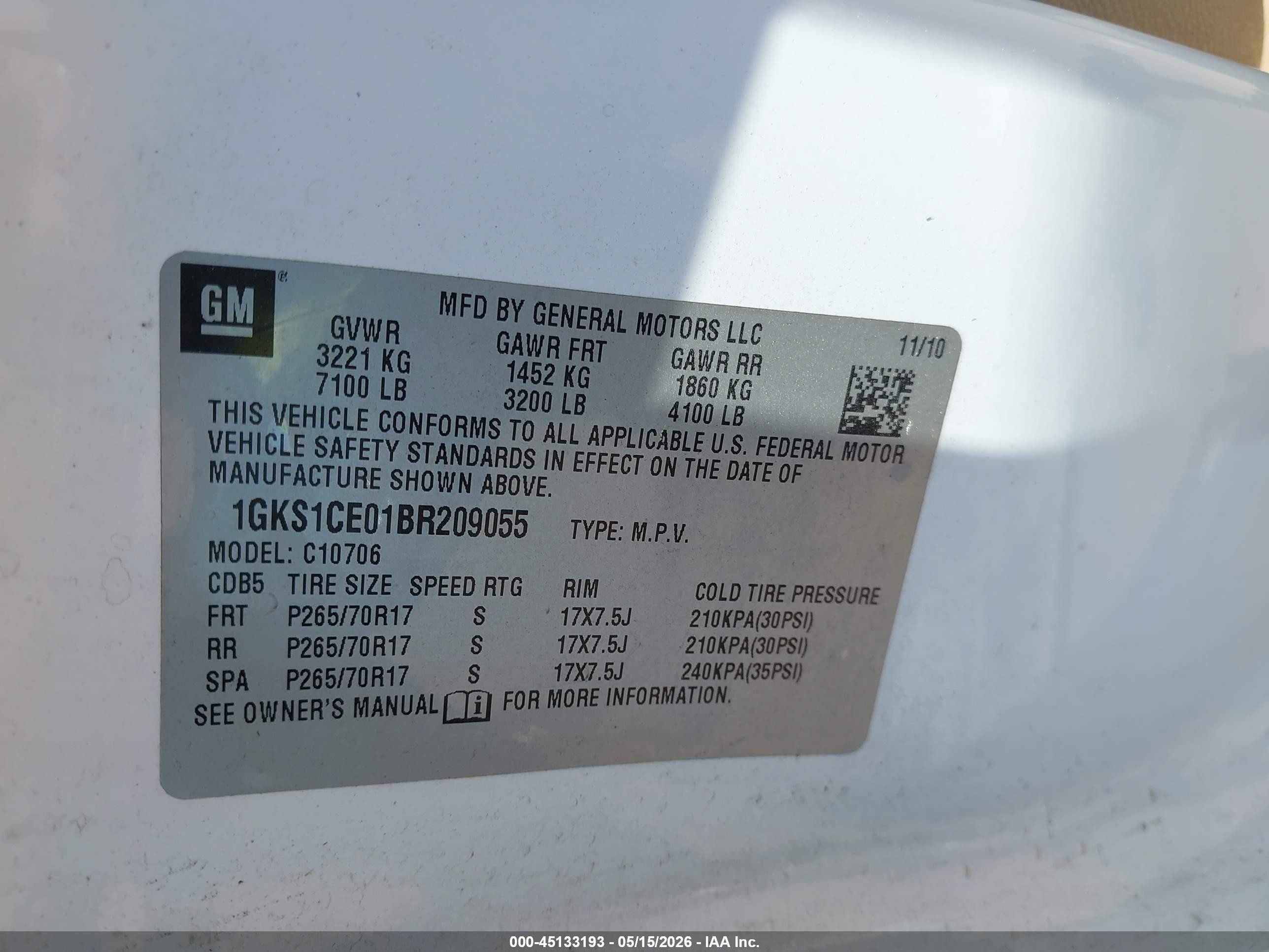2011 Gmc Yukon Slt White vin: 1GKS1CE01BR209055