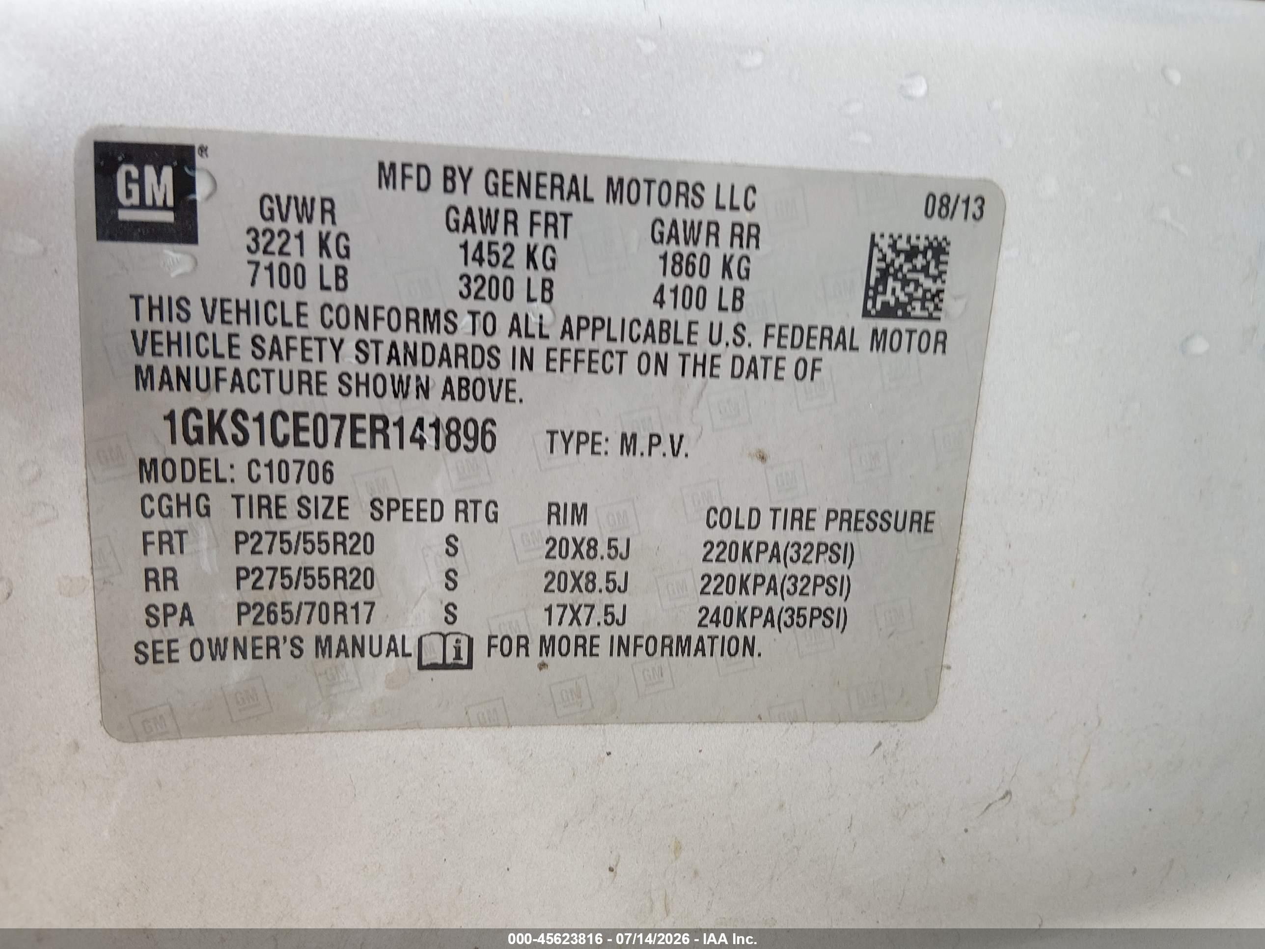 2014 Gmc Yukon Slt Silver vin: 1GKS1CE07ER141896