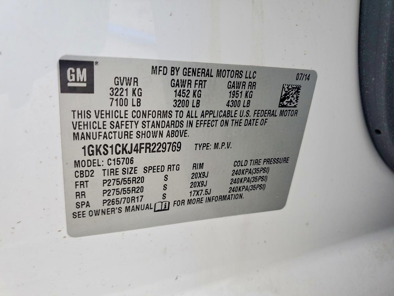 2015 Gmc Yukon Denali White vin: 1GKS1CKJ4FR229769