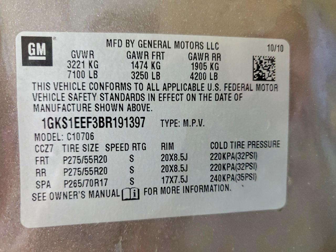 2011 Gmc Yukon Denali Gray vin: 1GKS1EEF3BR191397