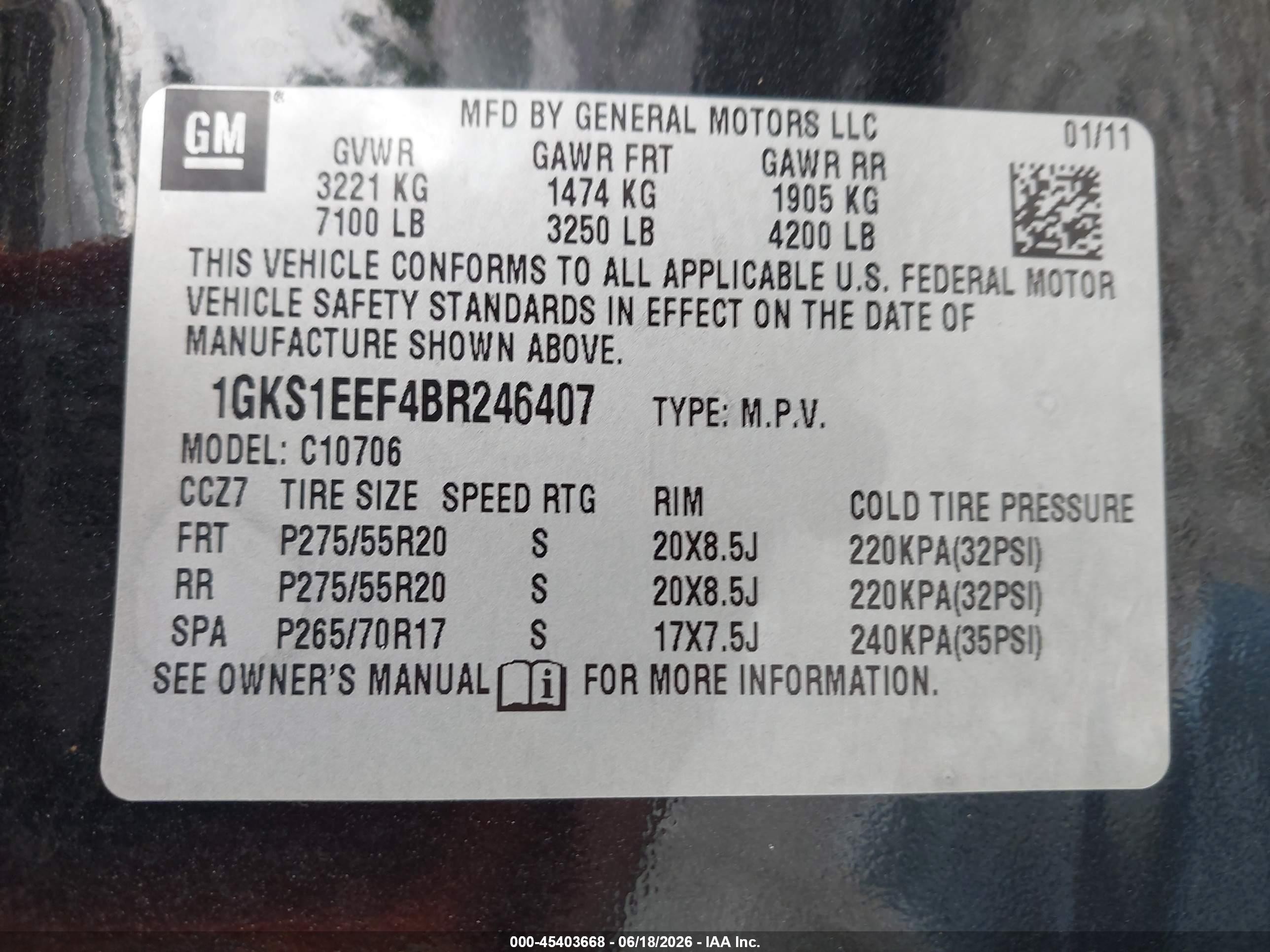 2011 Gmc Yukon Denali Черный vin: 1GKS1EEF4BR246407