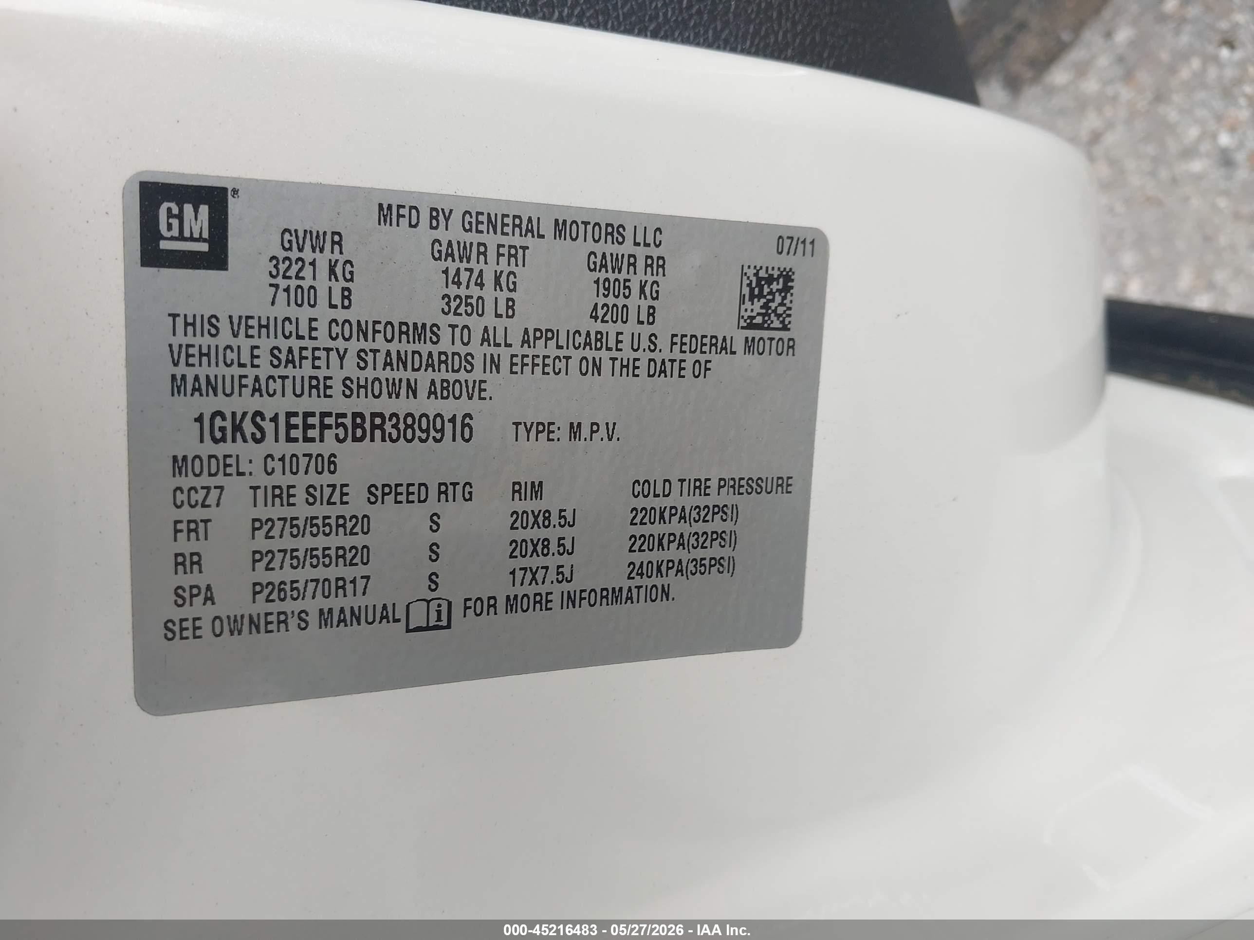2011 Gmc Yukon Denali Белый vin: 1GKS1EEF5BR389916