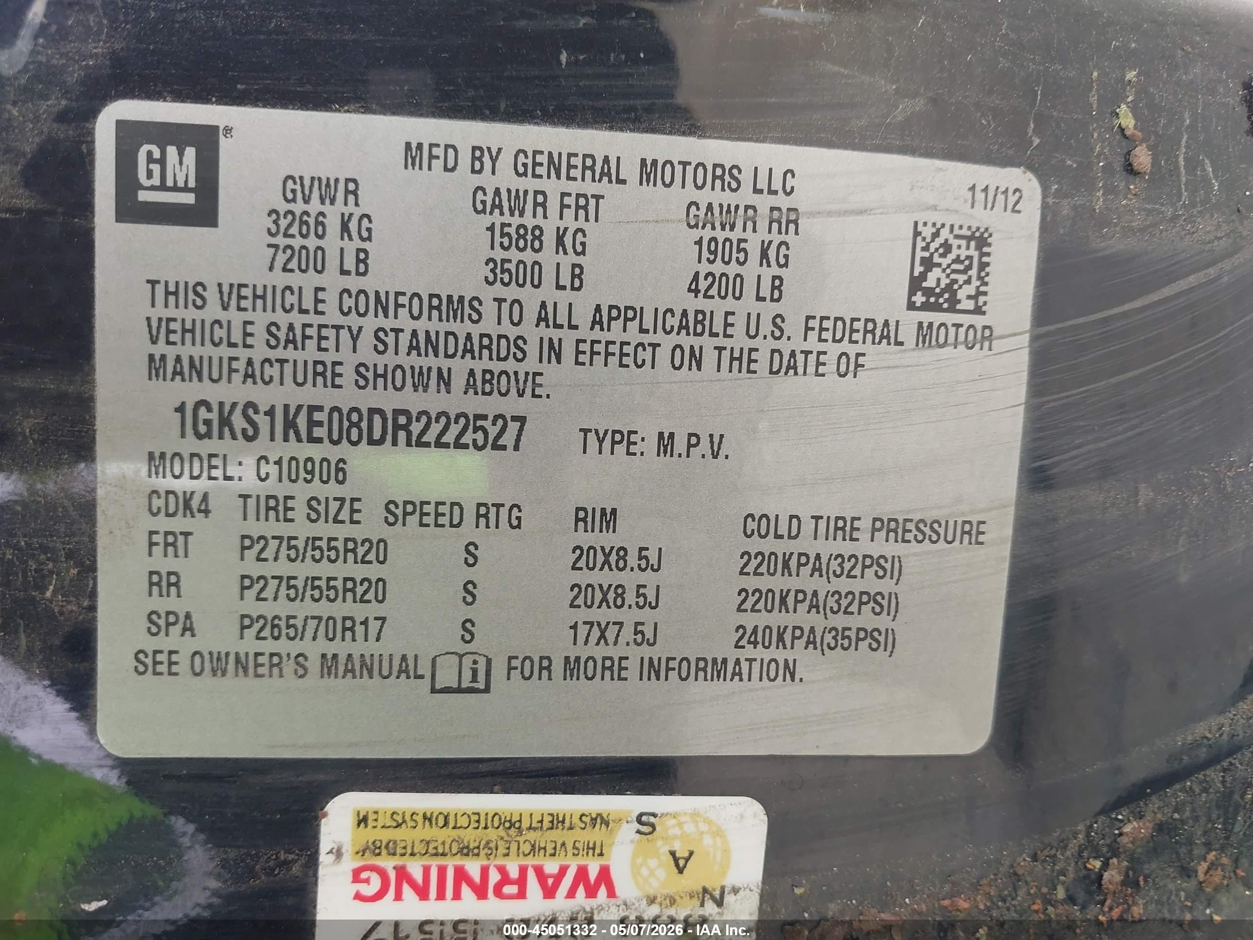 2013 Gmc Yukon Xl 1500 Slt Gray vin: 1GKS1KE08DR222527