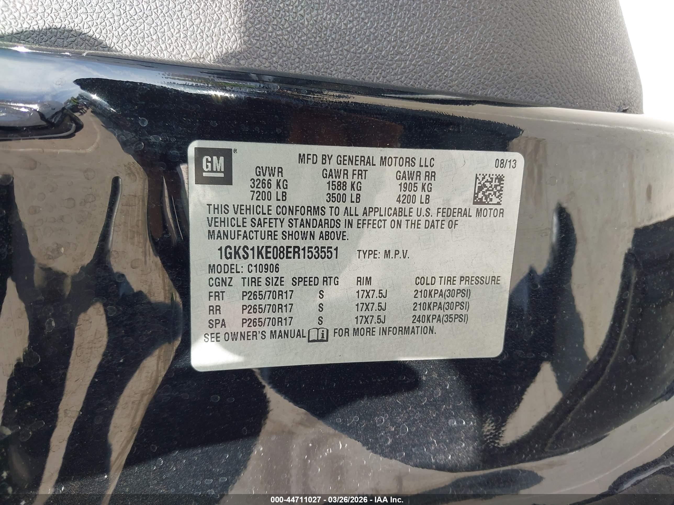 2014 Gmc Yukon Xl 1500 Slt Black vin: 1GKS1KE08ER153551