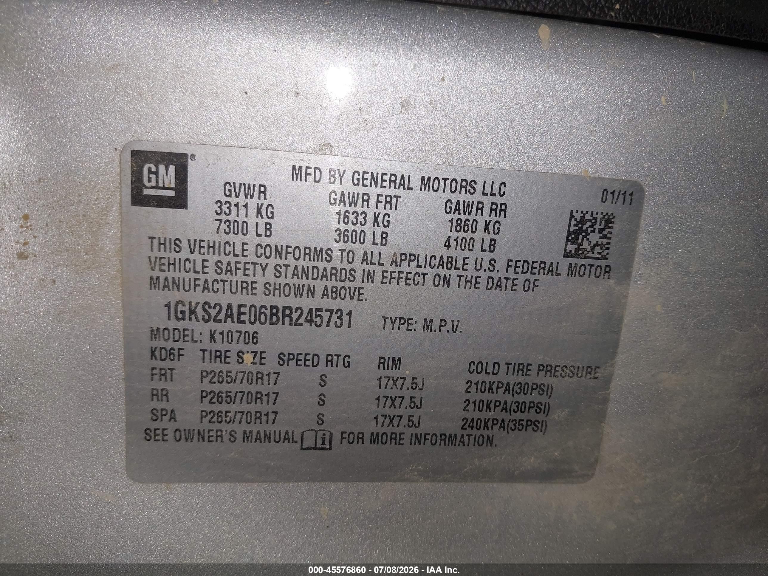 2011 Gmc Yukon Sle Silver vin: 1GKS2AE06BR245731