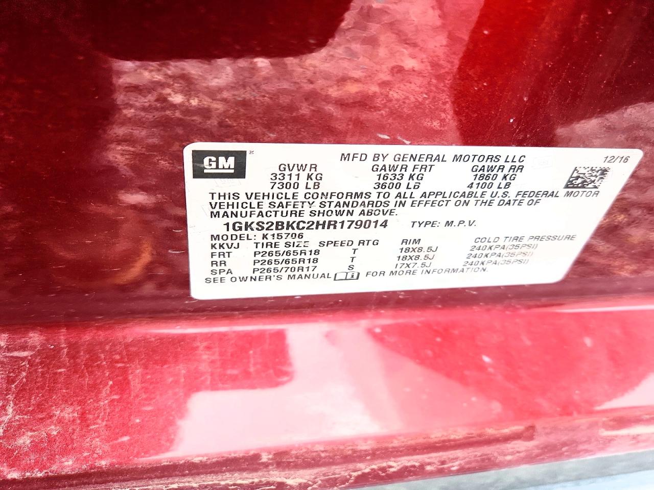 2017 Gmc Yukon Slt Темно-бордовый vin: 1GKS2BKC2HR179014