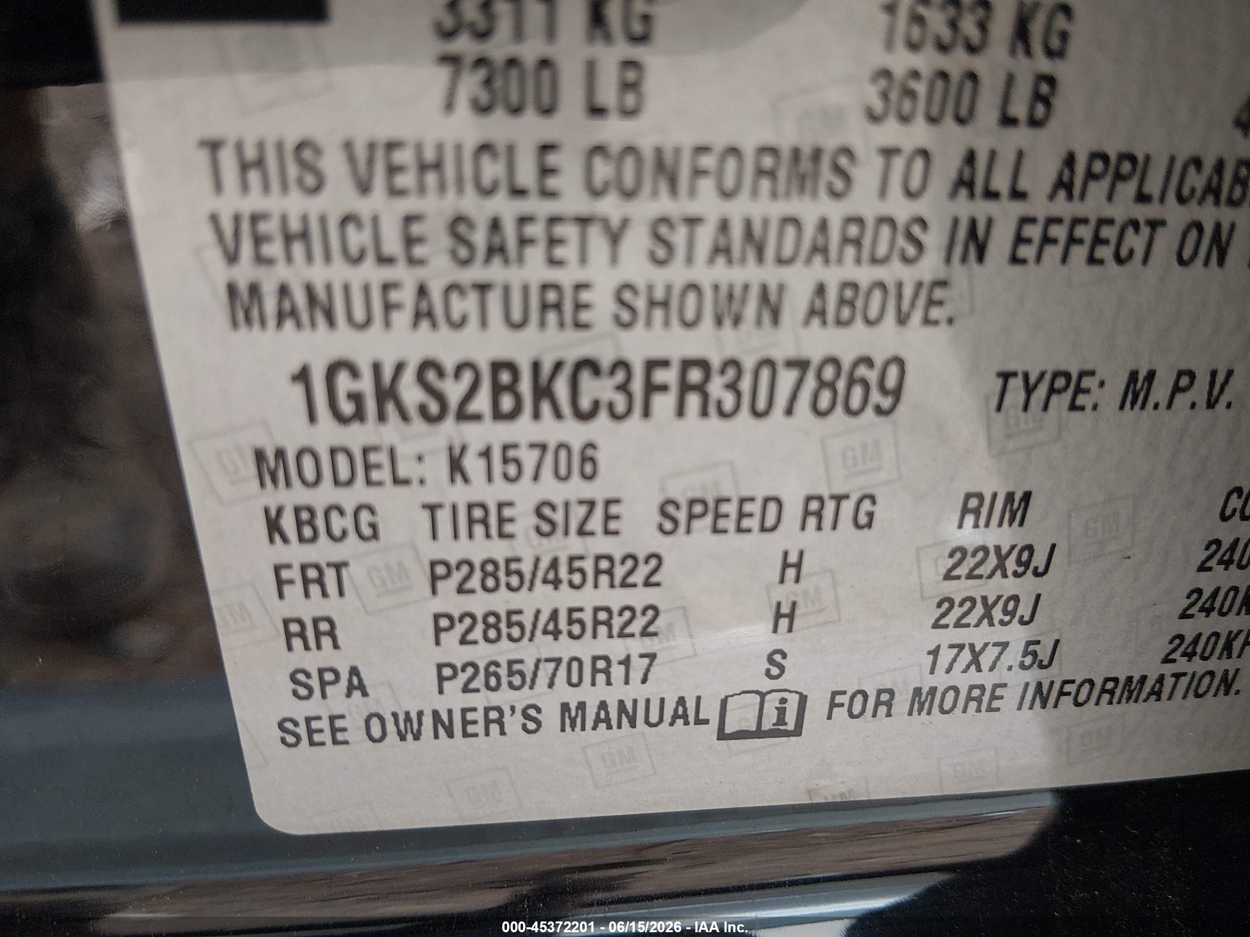 2015 Gmc Yukon Slt Black vin: 1GKS2BKC3FR307869