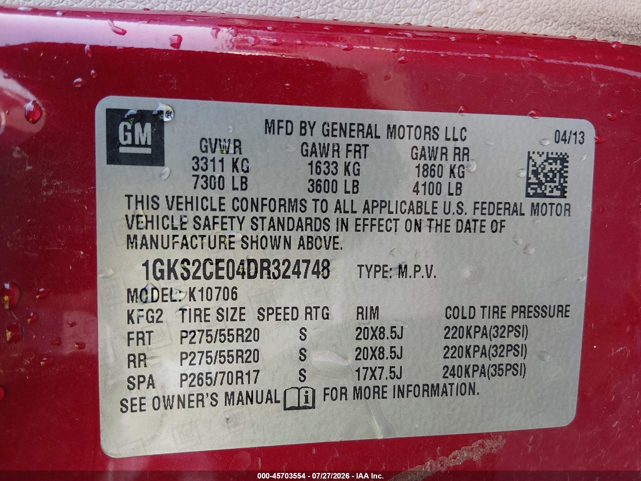 2013 Gmc Yukon Slt Red vin: 1GKS2CE04DR324748