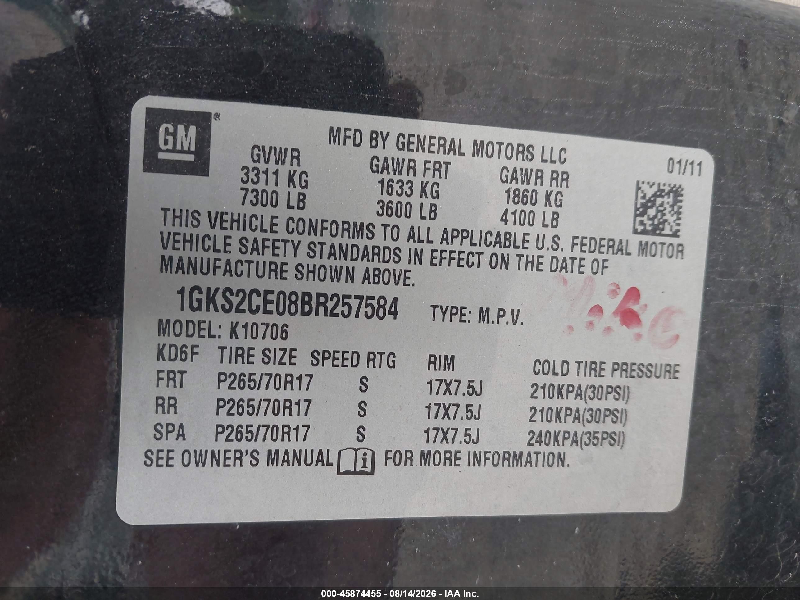 2011 Gmc Yukon Slt Black vin: 1GKS2CE08BR257584