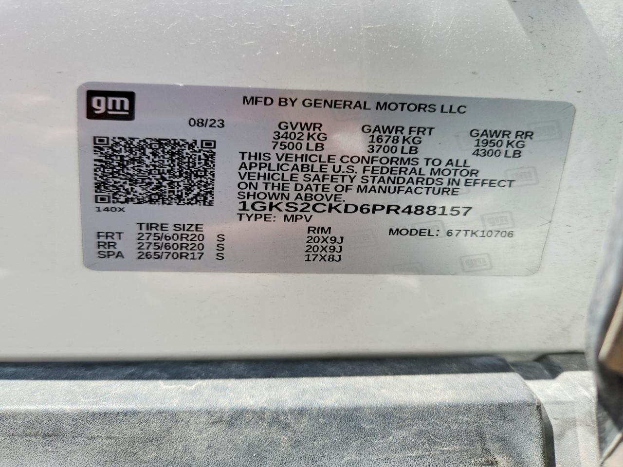 2023 Gmc Yukon At4 White vin: 1GKS2CKD6PR488157