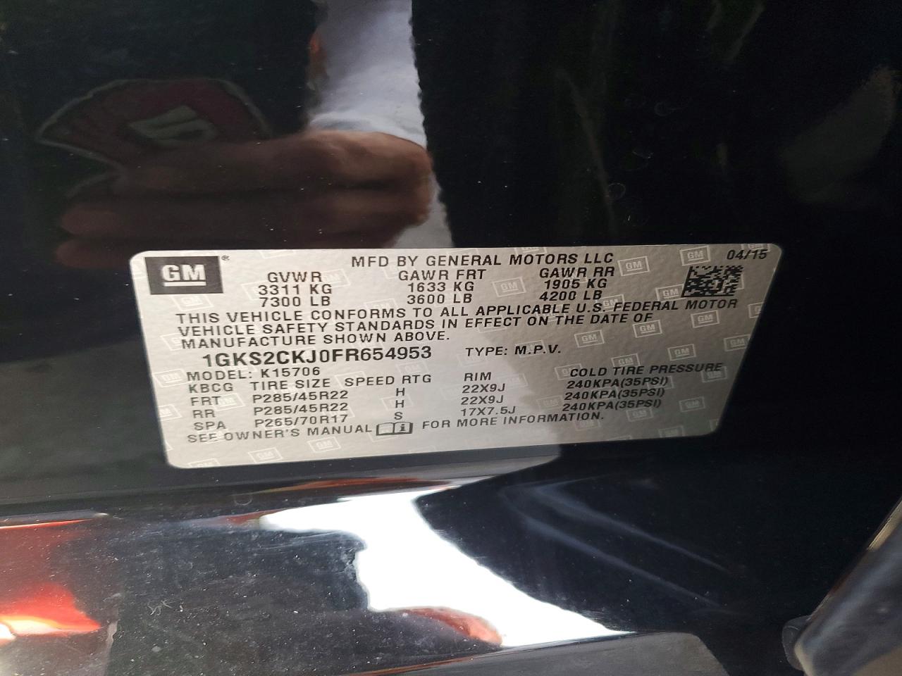 2015 Gmc Yukon Denali Black vin: 1GKS2CKJ0FR654953