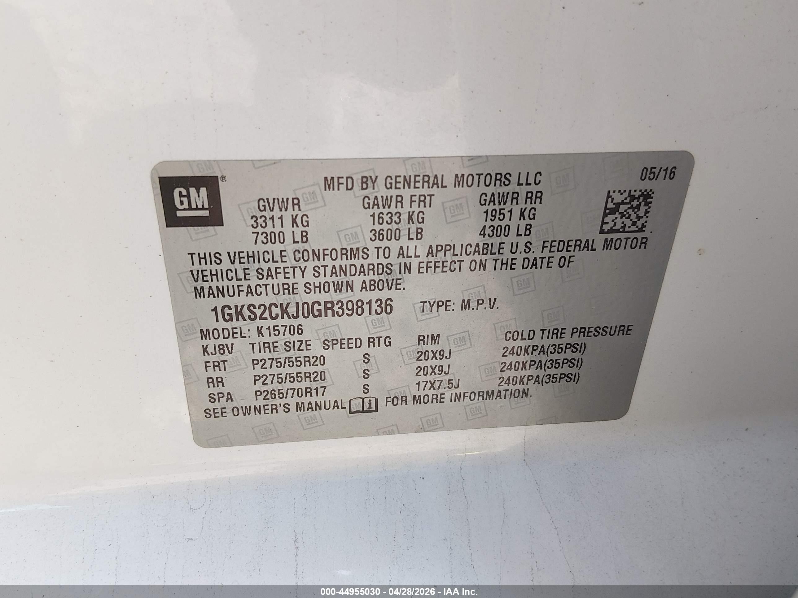 2016 Gmc Yukon Denali White vin: 1GKS2CKJ0GR398136