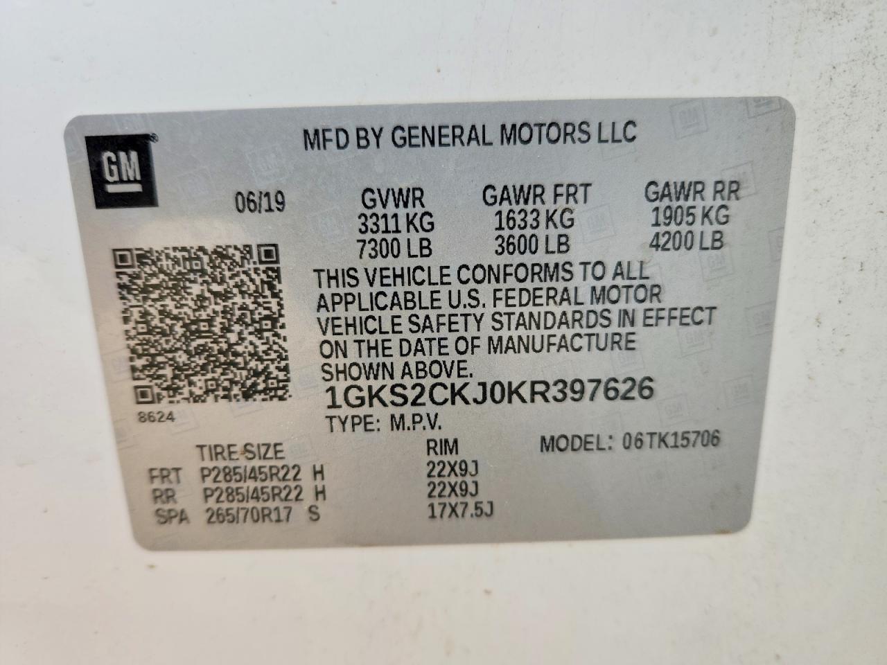 2019 Gmc Yukon Denali White vin: 1GKS2CKJ0KR397626