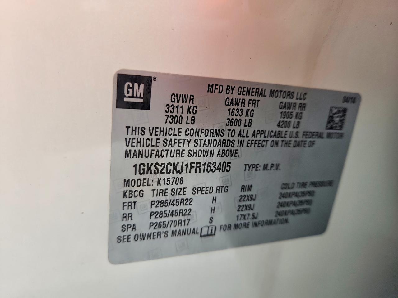 2015 Gmc Yukon Denali Cream vin: 1GKS2CKJ1FR163405