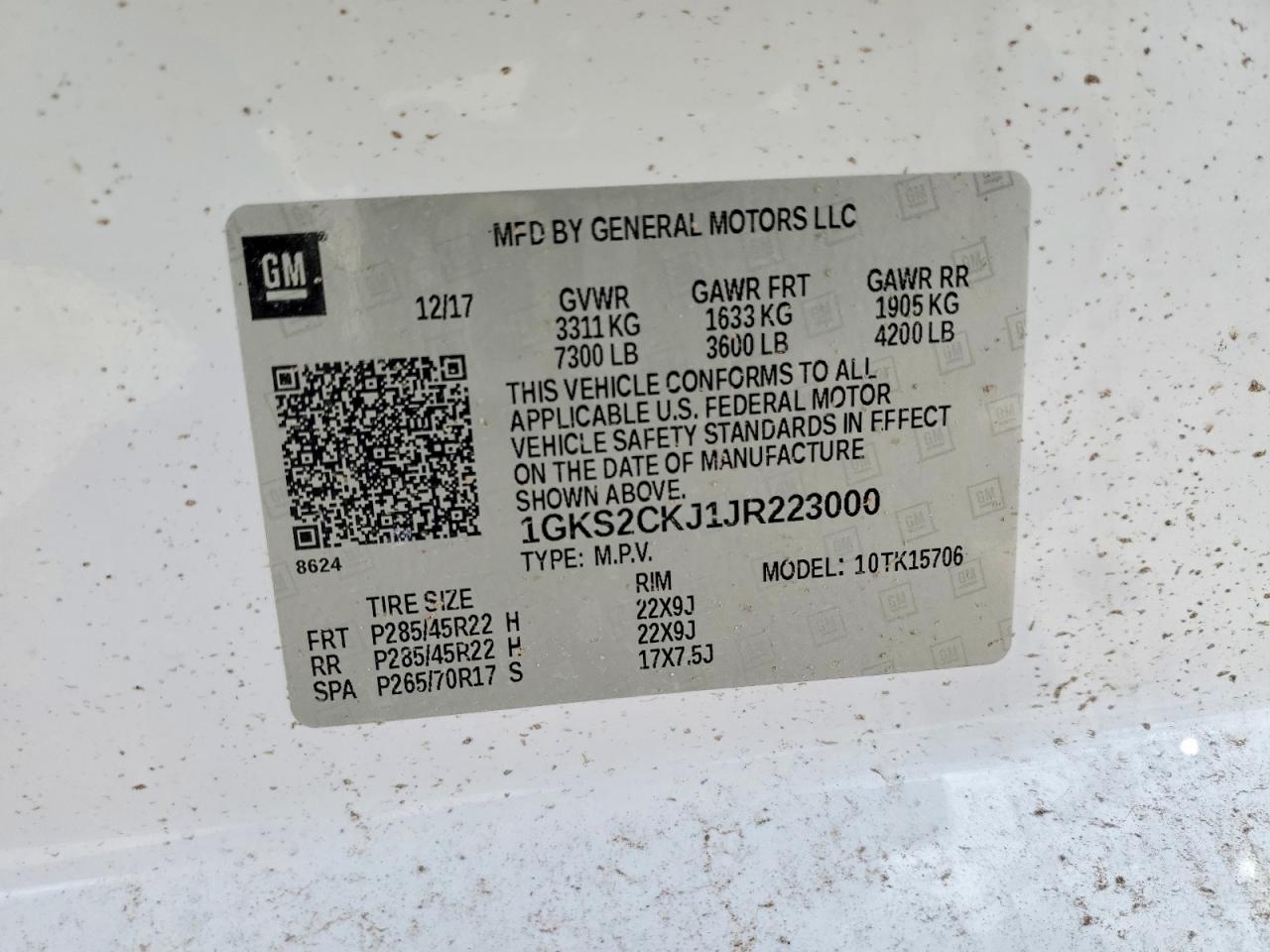 2018 Gmc Yukon Denali White vin: 1GKS2CKJ1JR223000