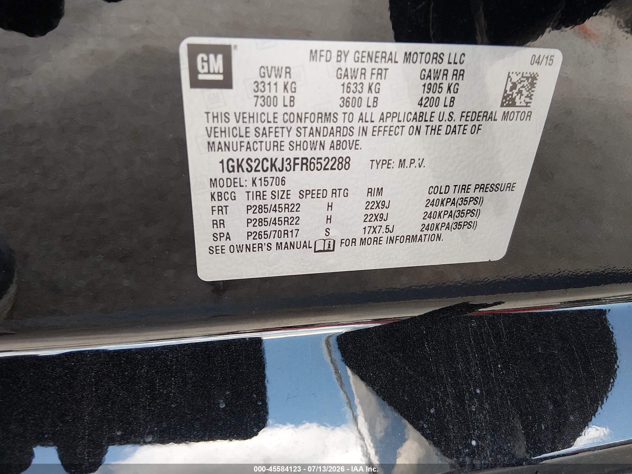 2015 Gmc Yukon Denali Black vin: 1GKS2CKJ3FR652288
