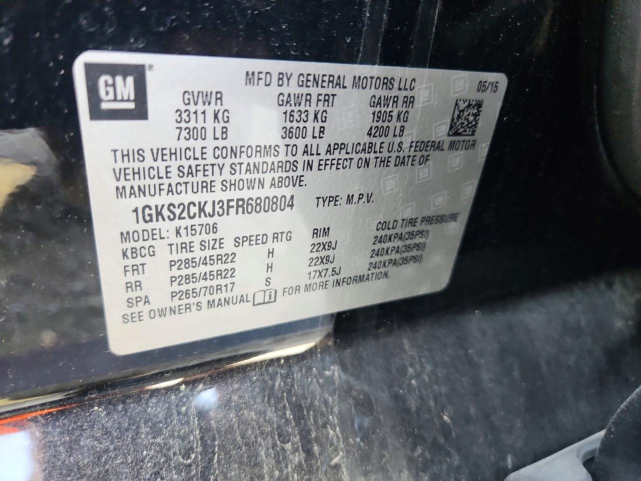 2015 Gmc Yukon Denali Черный vin: 1GKS2CKJ3FR680804