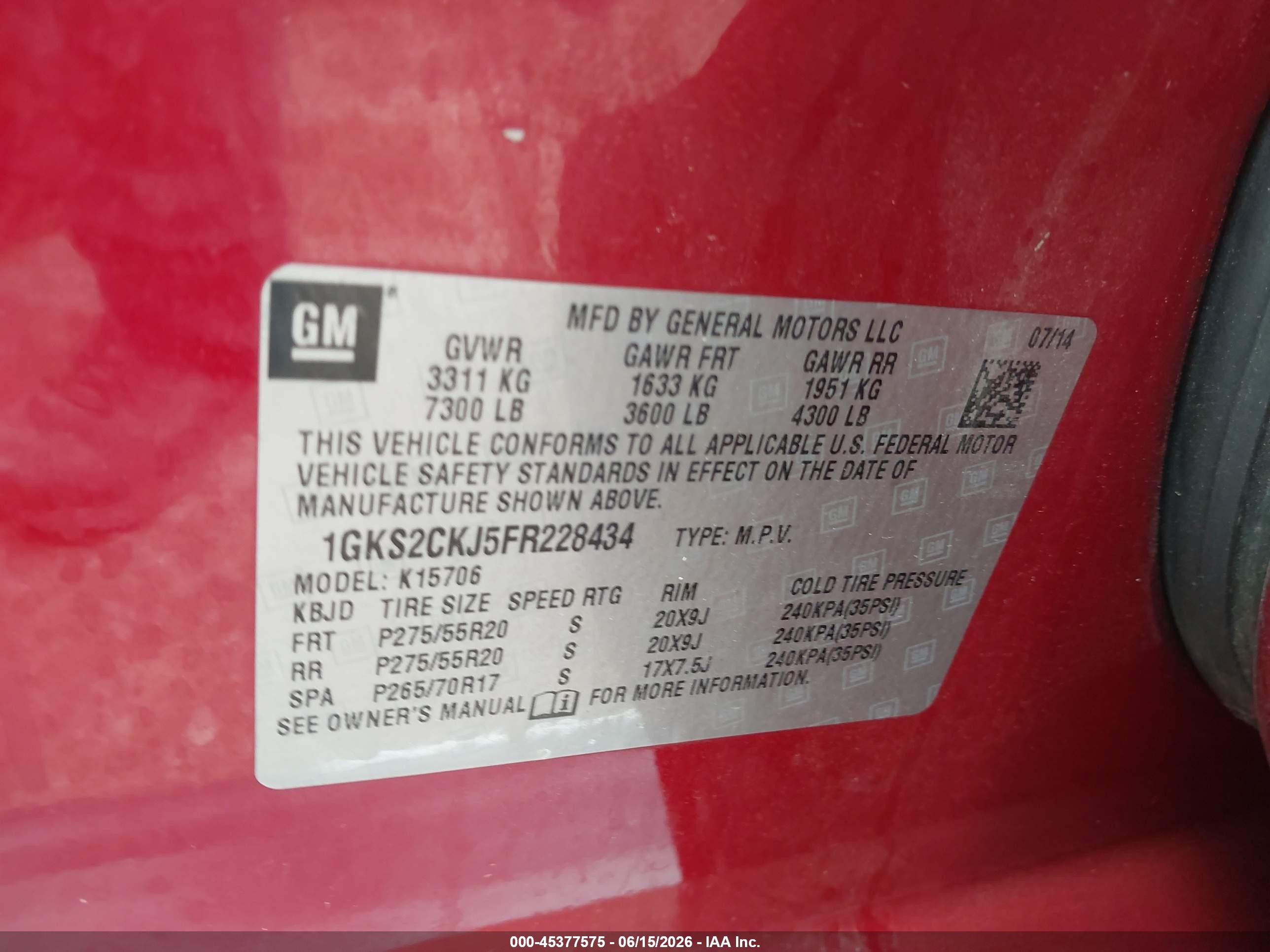 2015 Gmc Yukon Denali Maroon vin: 1GKS2CKJ5FR228434
