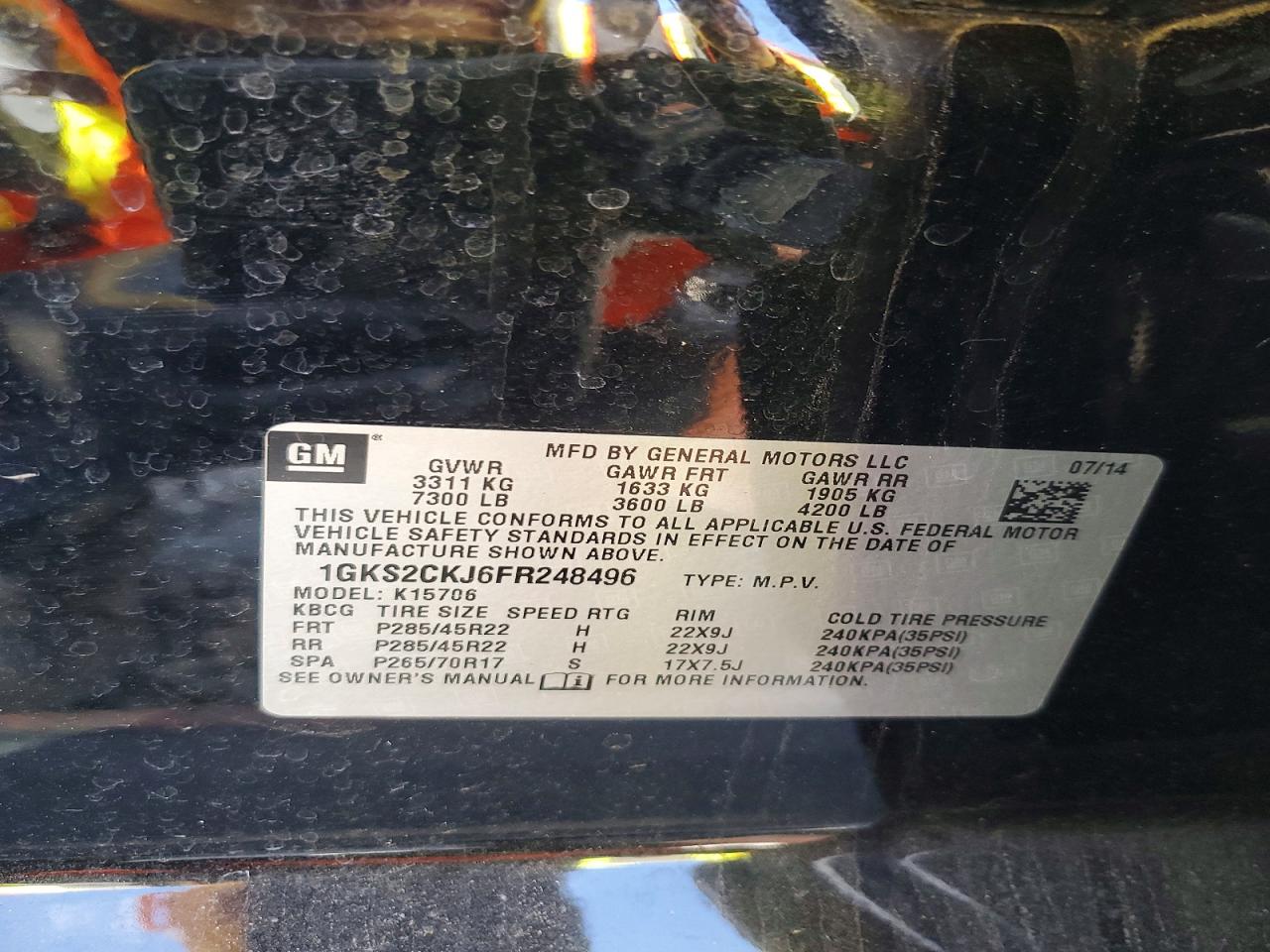 2015 Gmc Yukon Denali Black vin: 1GKS2CKJ6FR248496