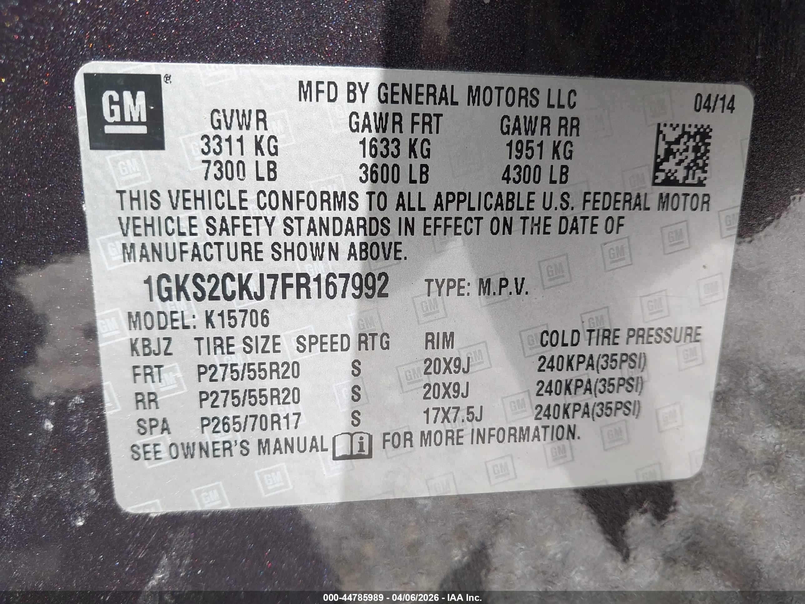 2015 Gmc Yukon Denali Gray vin: 1GKS2CKJ7FR167992