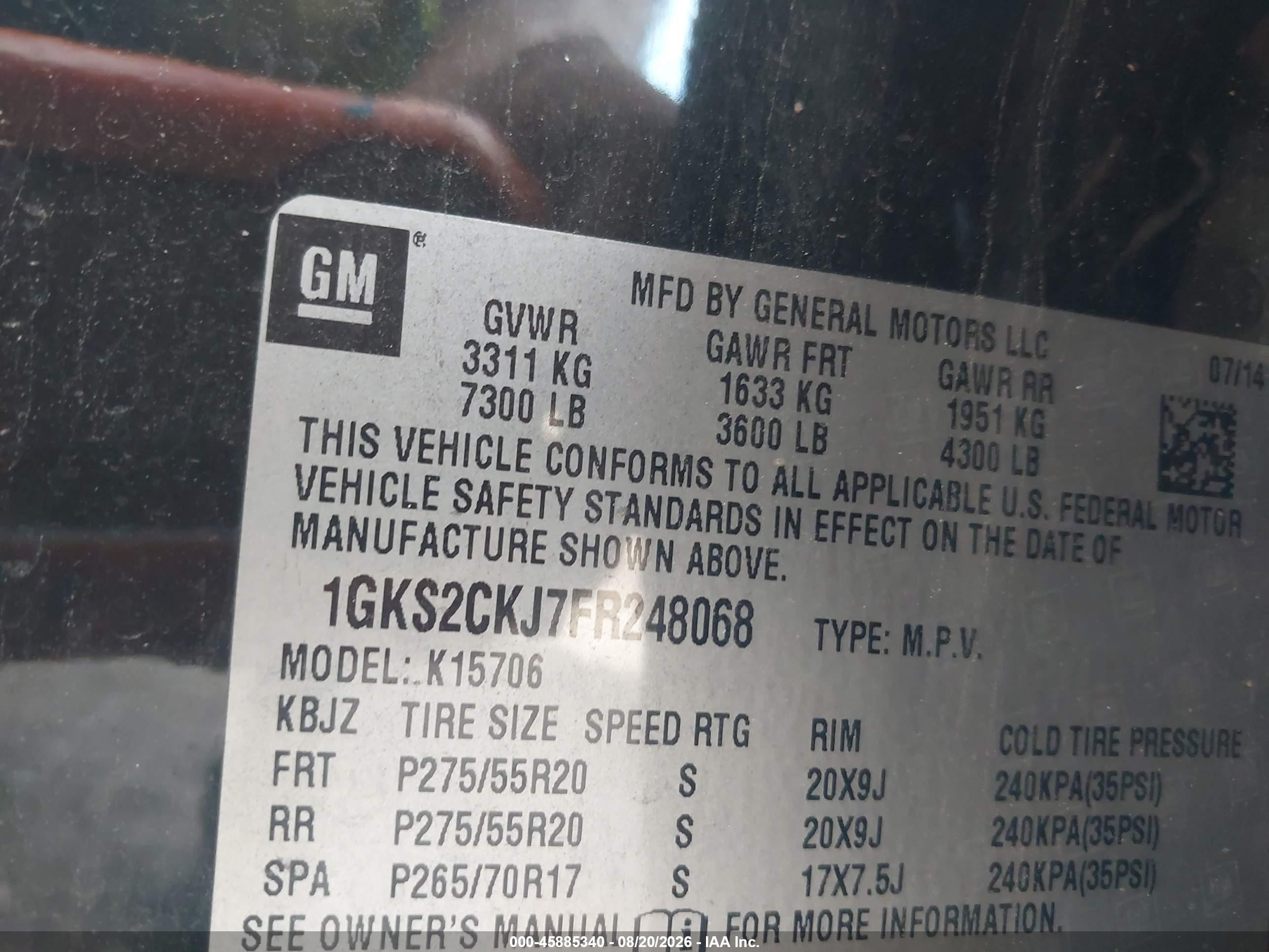 2015 Gmc Yukon Denali Black vin: 1GKS2CKJ7FR248068