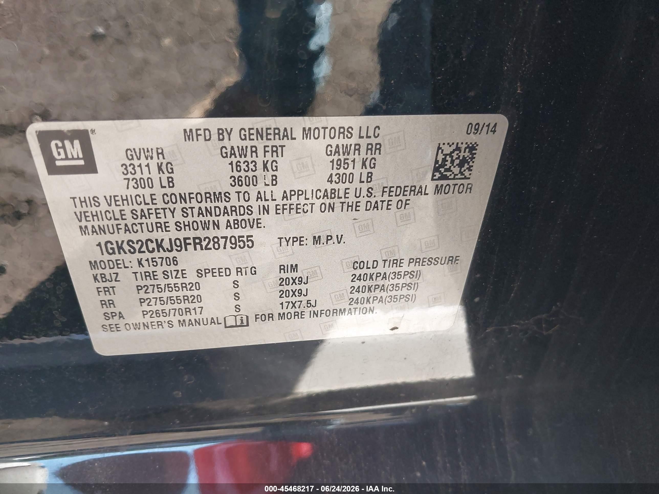 2015 Gmc Yukon Denali Черный vin: 1GKS2CKJ9FR287955