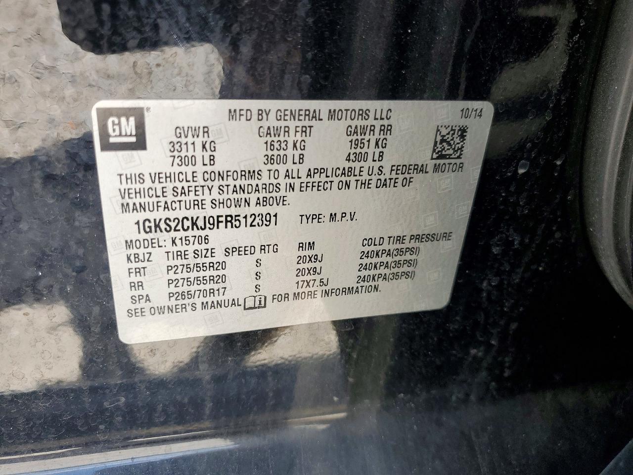 2015 Gmc Yukon Denali Black vin: 1GKS2CKJ9FR512391