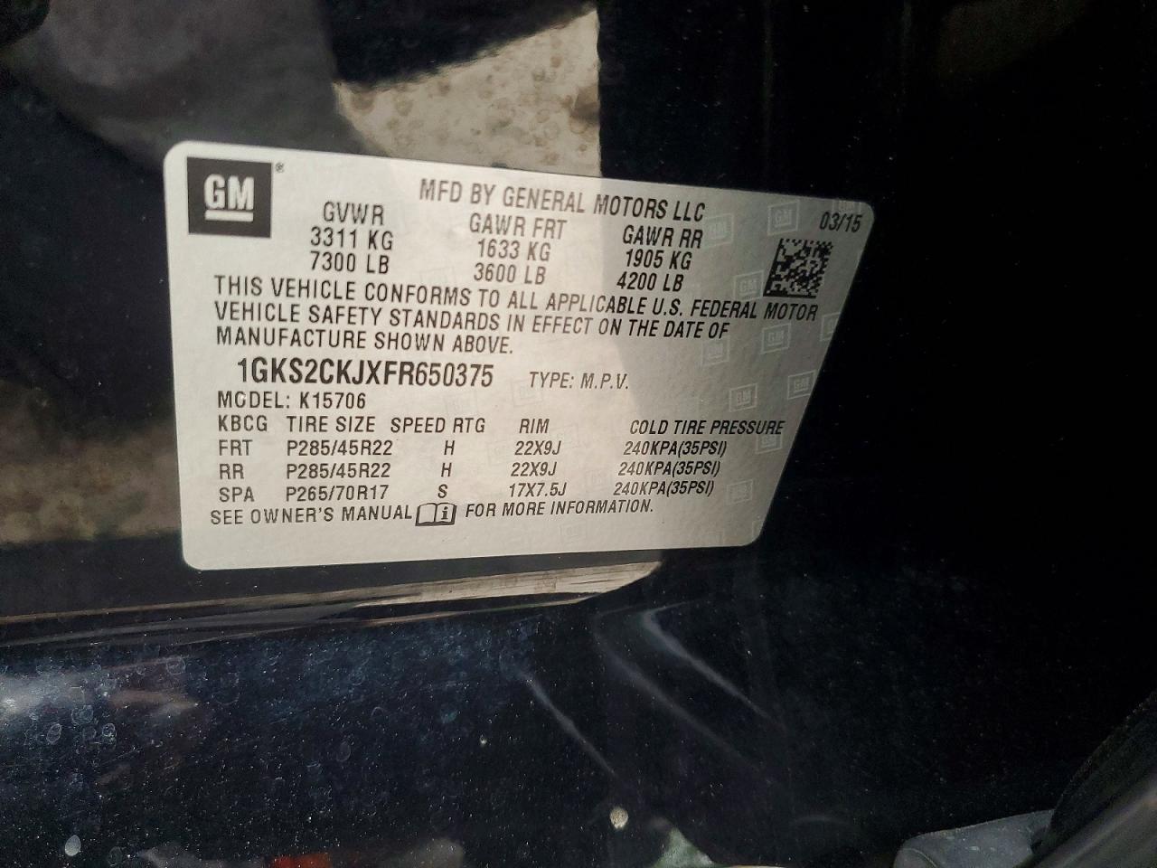 2015 Gmc Yukon Denali Черный vin: 1GKS2CKJXFR650375