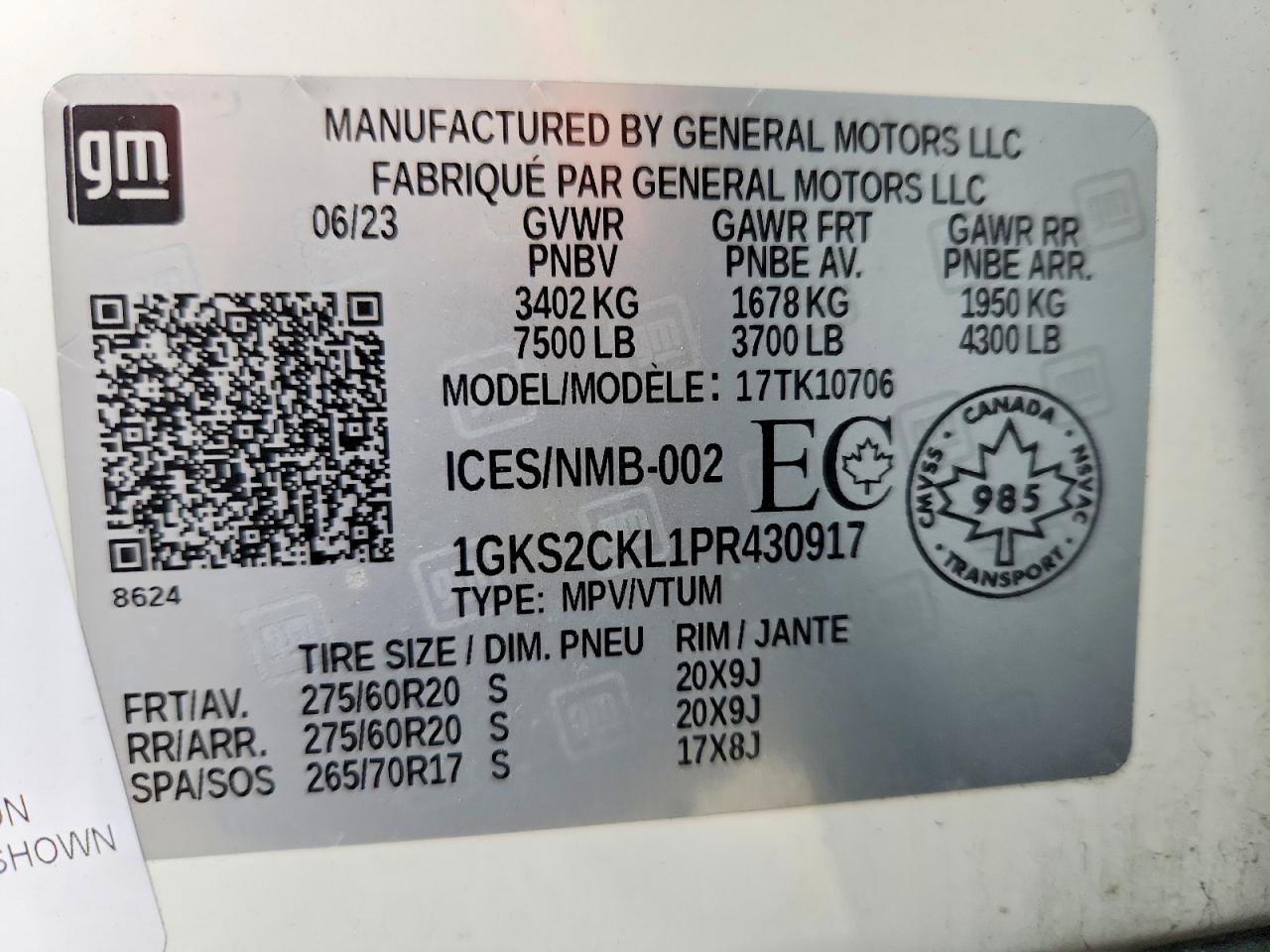 2023 Gmc Yukon At4 White vin: 1GKS2CKL1PR430917