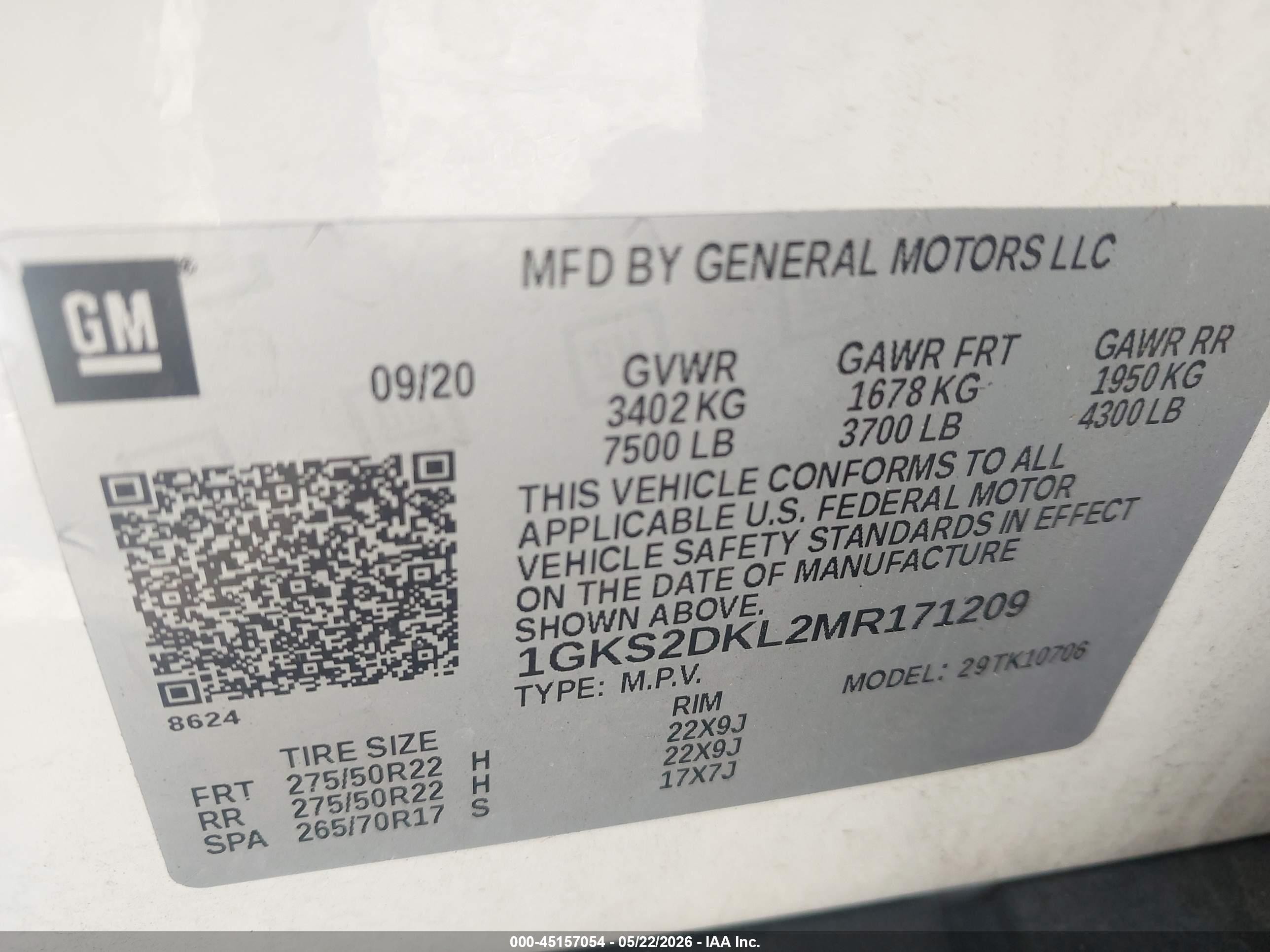 2021 Gmc Yukon 4wd Denali White vin: 1GKS2DKL2MR171209