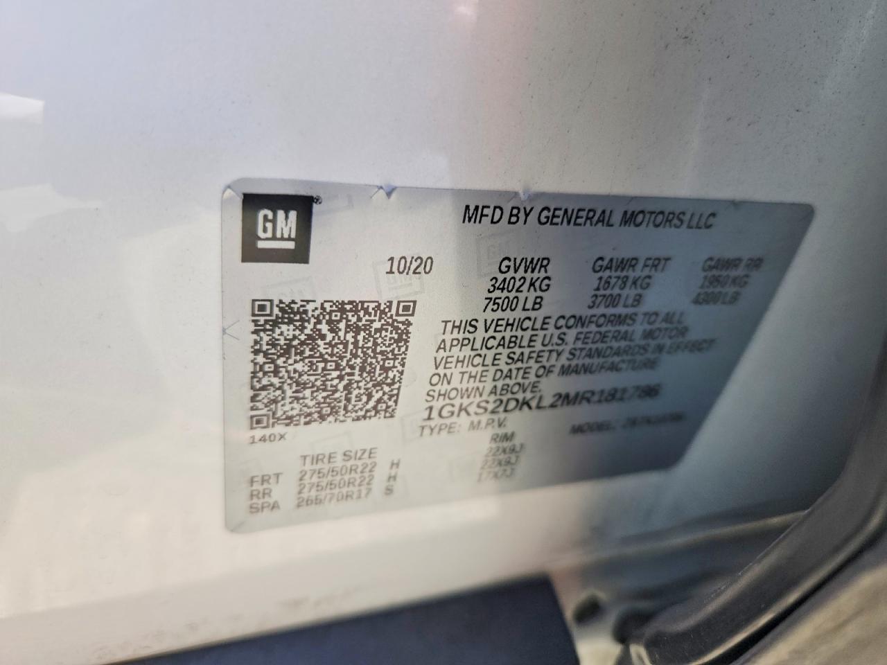 2021 Gmc Yukon Denali White vin: 1GKS2DKL2MR181786