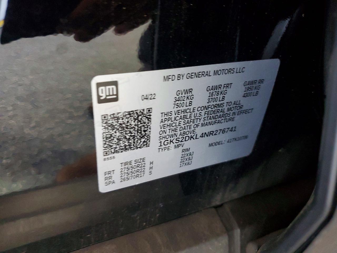2022 Gmc Yukon Denali Black vin: 1GKS2DKL4NR276741