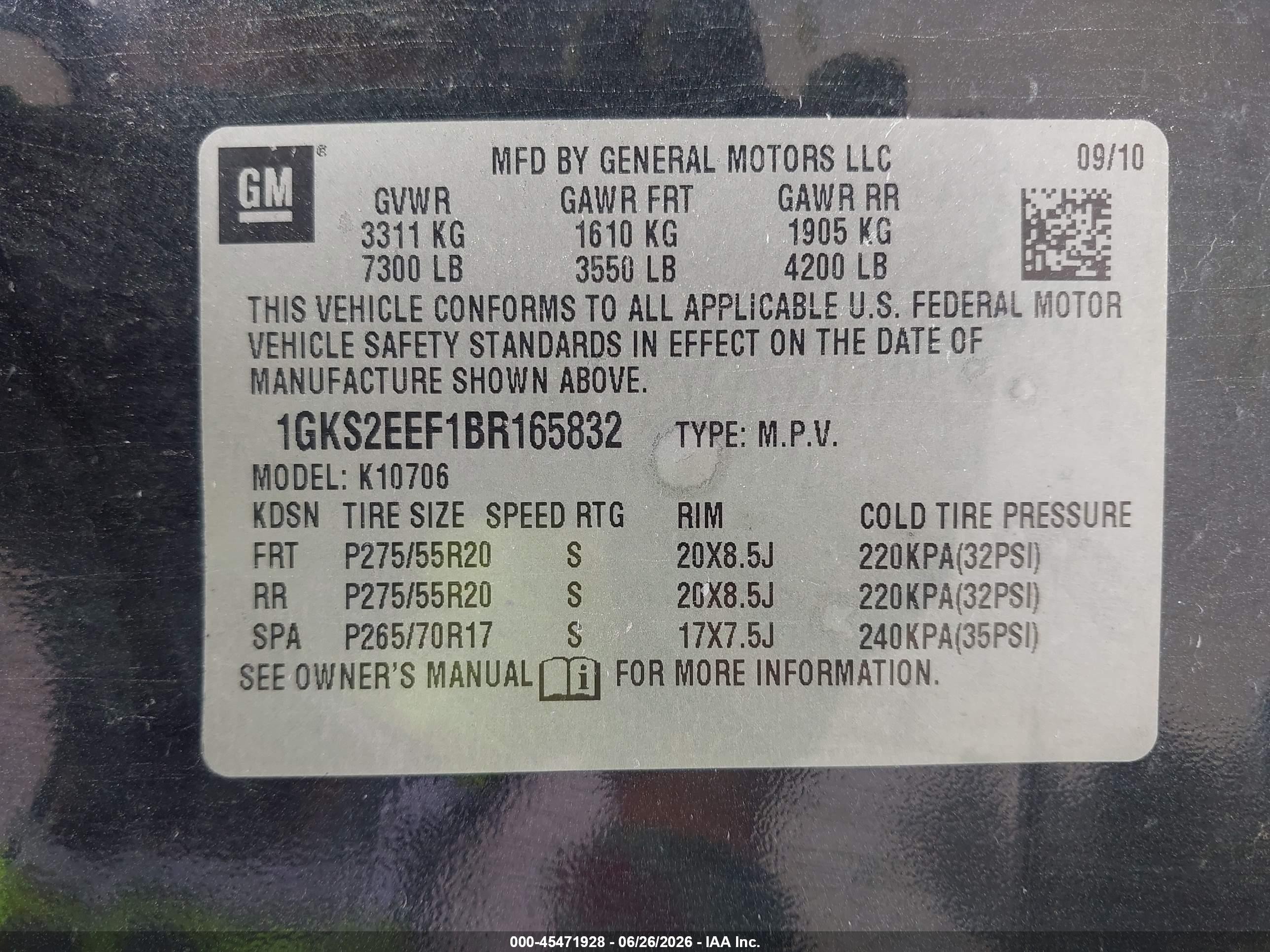2011 Gmc Yukon Denali Black vin: 1GKS2EEF1BR165832