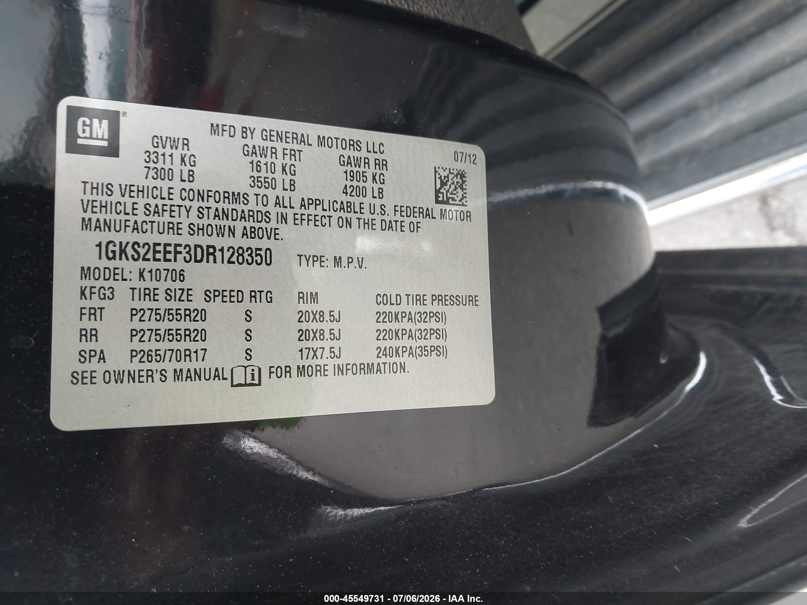 2013 Gmc Yukon Denali Black vin: 1GKS2EEF3DR128350