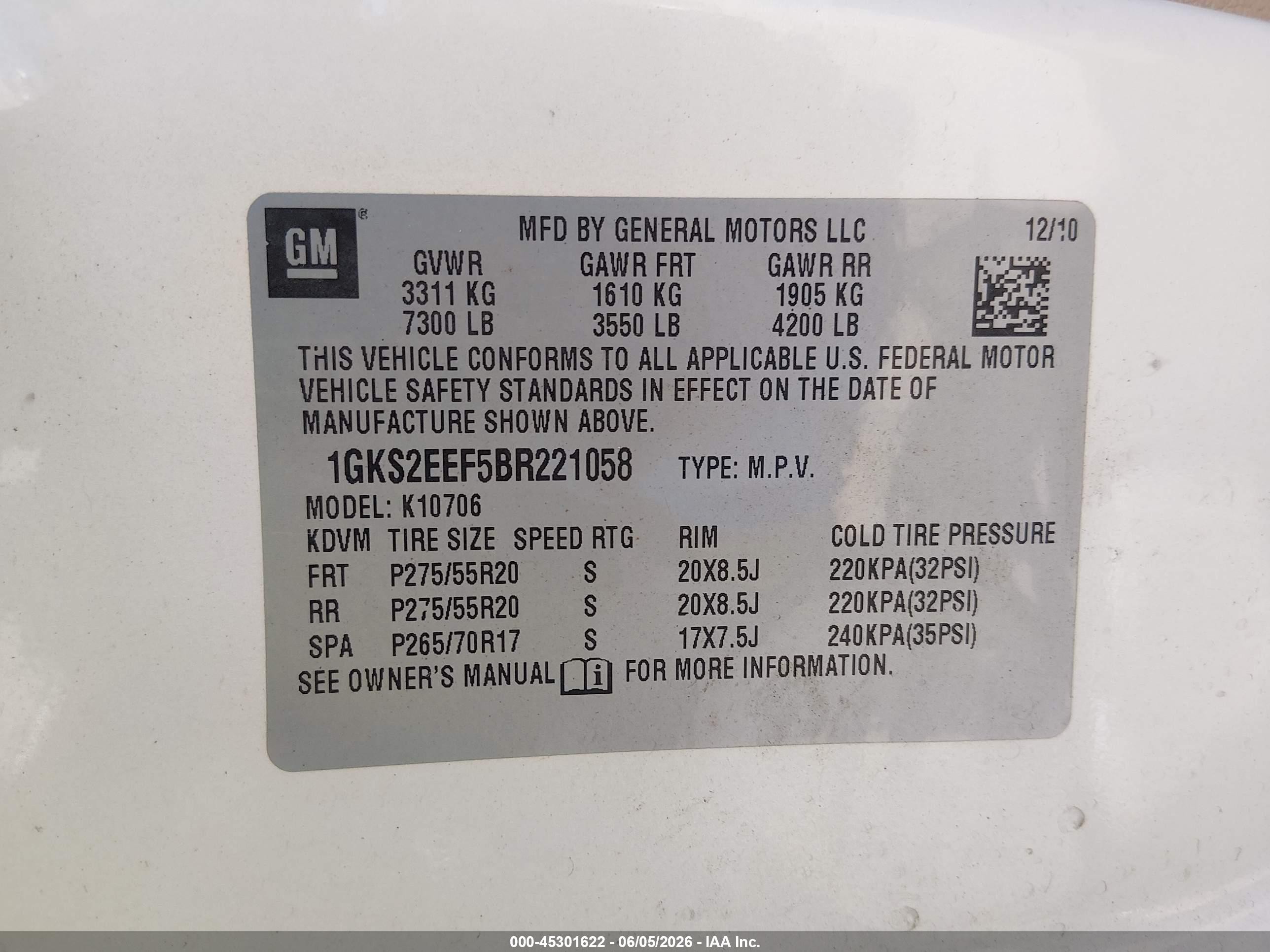 2011 Gmc Yukon Denali White vin: 1GKS2EEF5BR221058